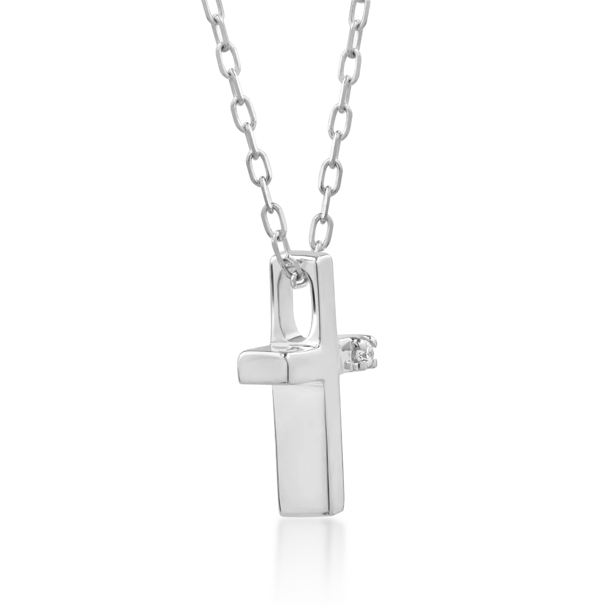 White gold cross pendant necklace with 0.006ct diamond