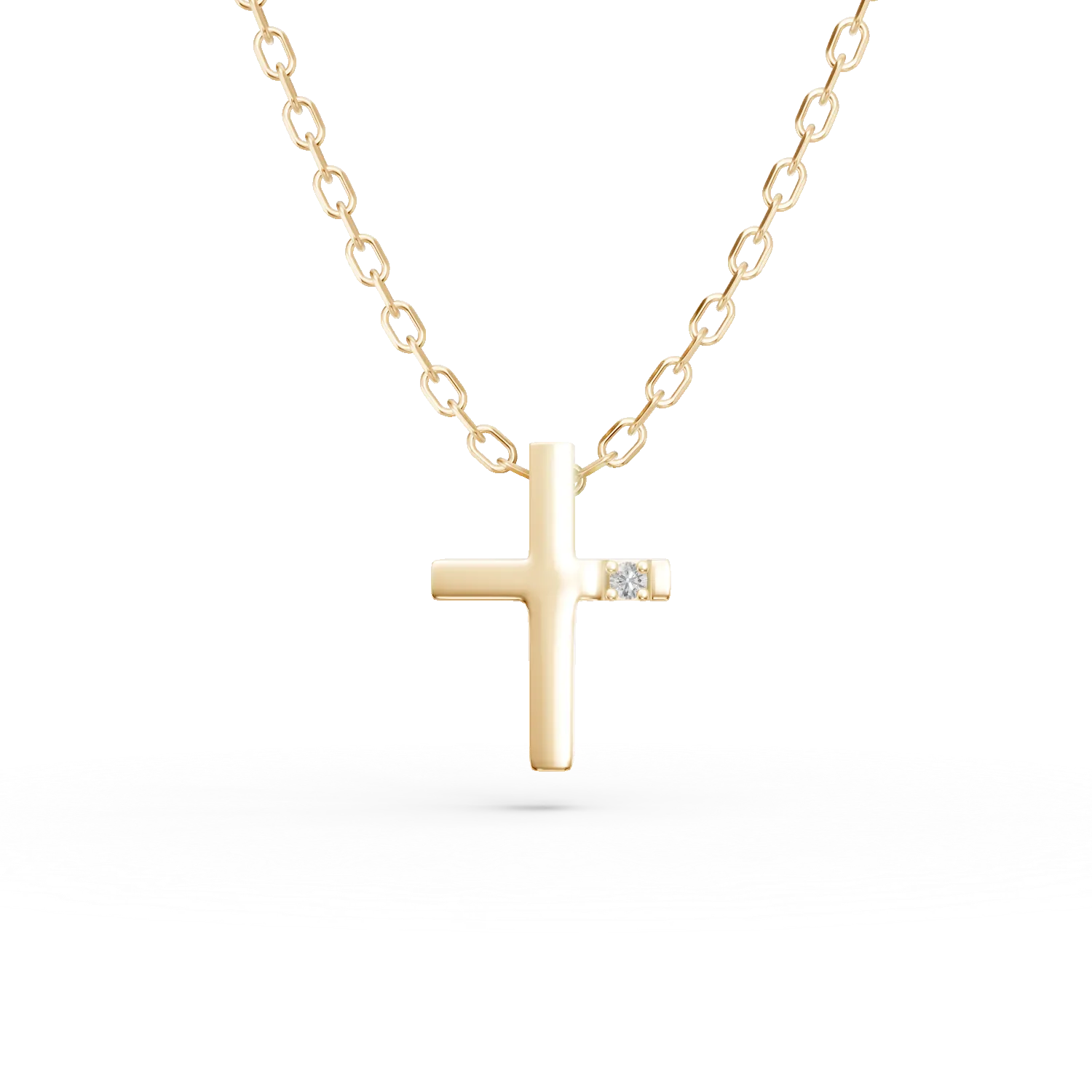 Lant cu pandantiv cruce din aur galben cu diamant de 0.006ct-178912