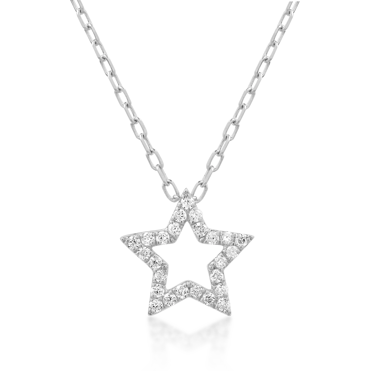 Fehérarany csillagfüggő nyaklánc 0.07ct gyémántokkal