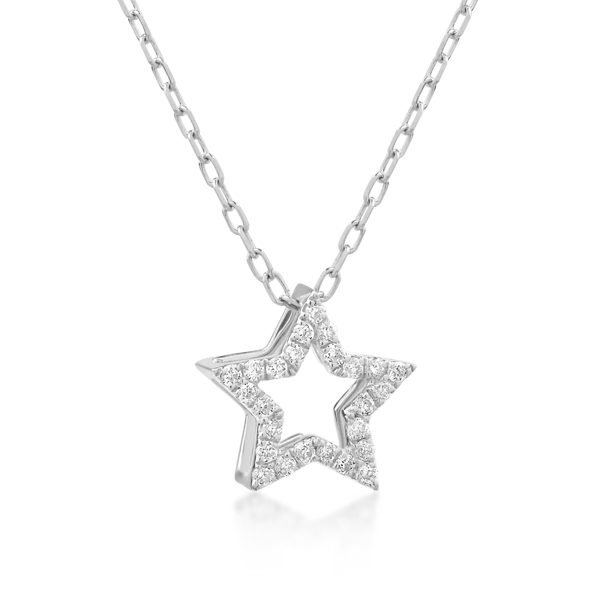 White gold star pendant necklace with 0.07ct diamonds