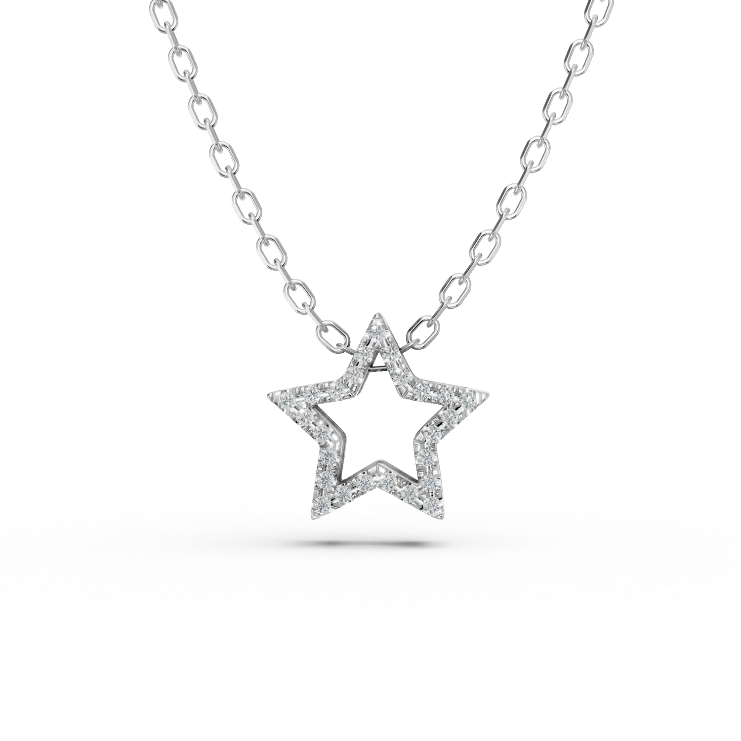Lant cu pandantiv stea din aur alb cu diamante de 0.07ct-178862