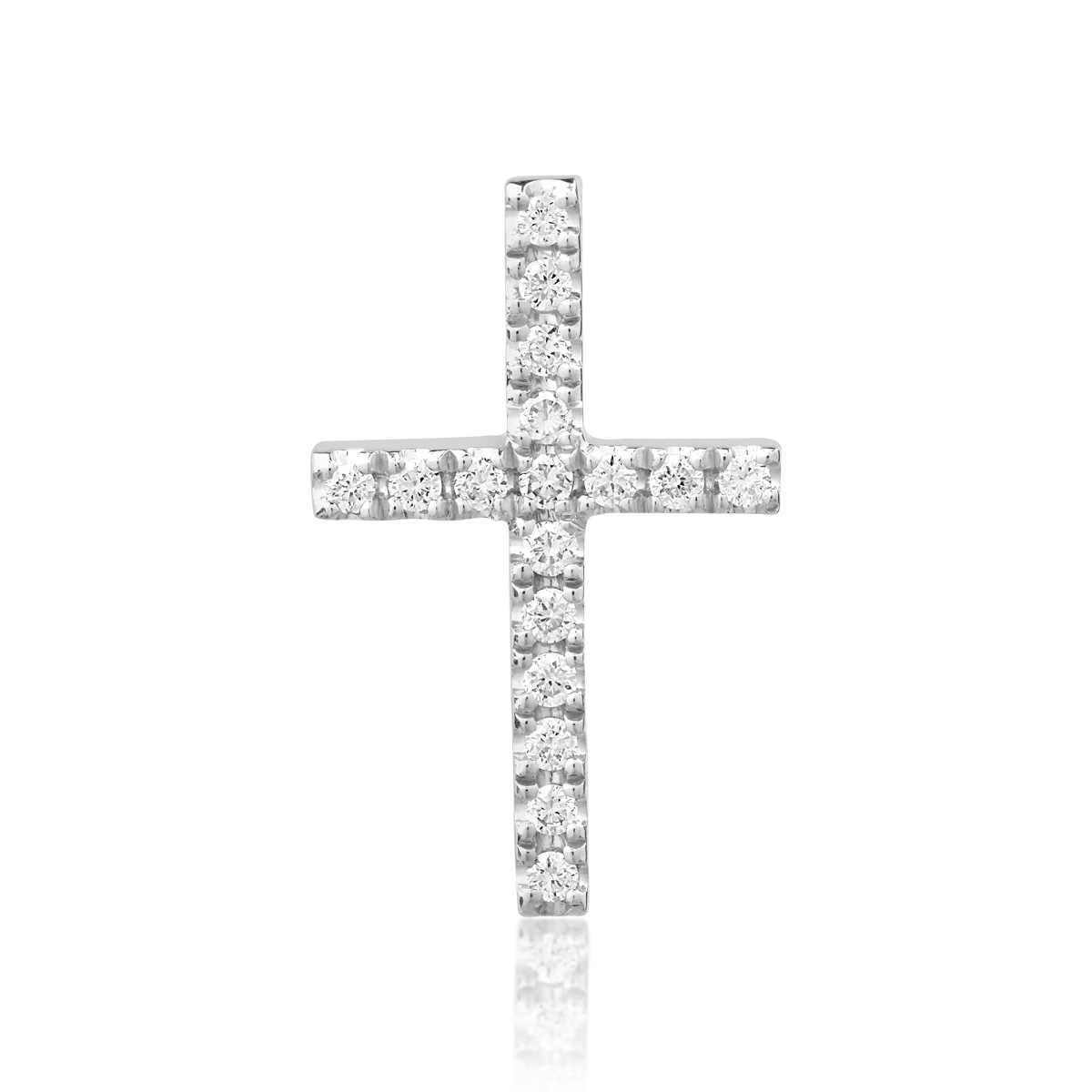 Pandantiv cruce din aur alb cu diamante de 0.06ct