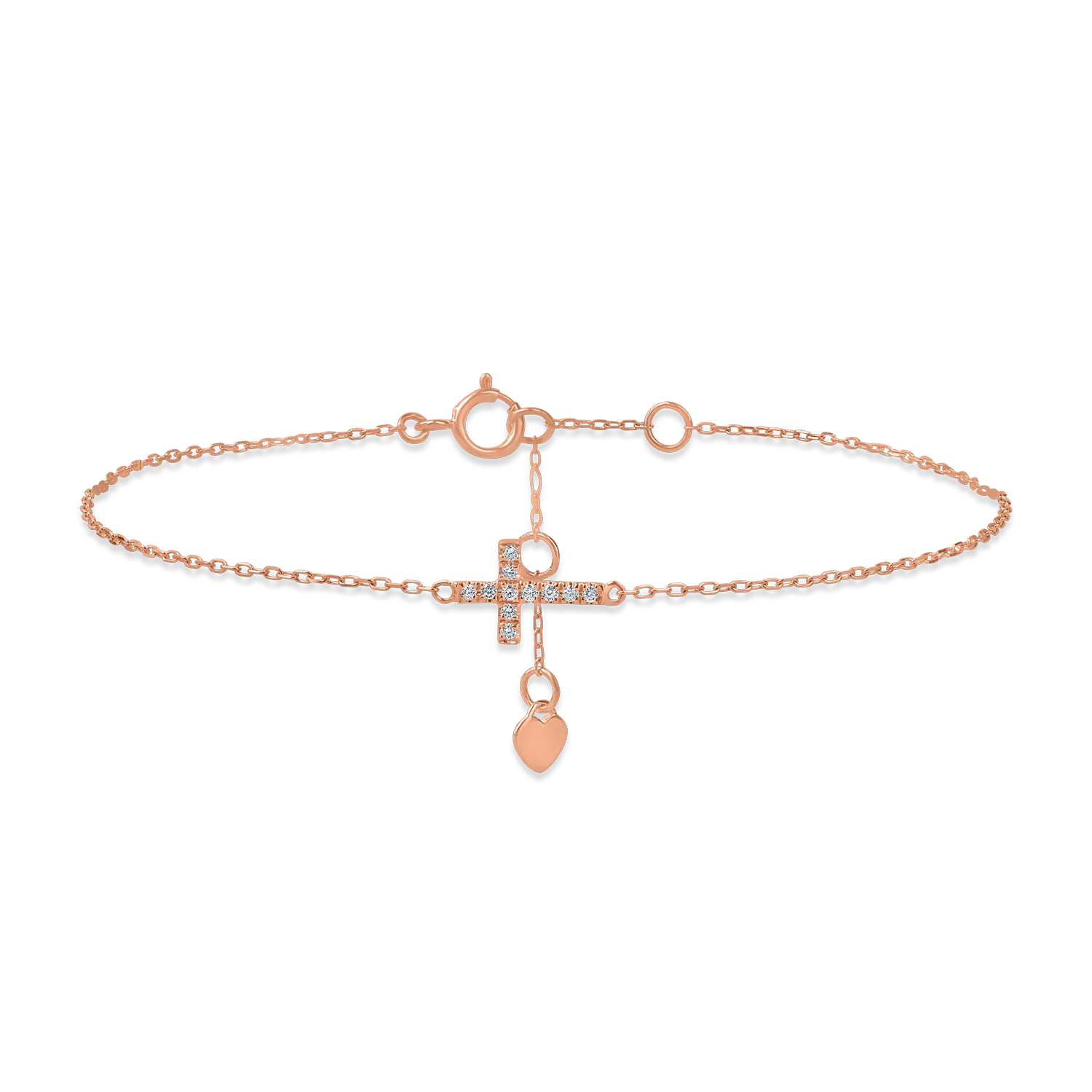 Rose gold cross bracelet with 0.05ct diamonds