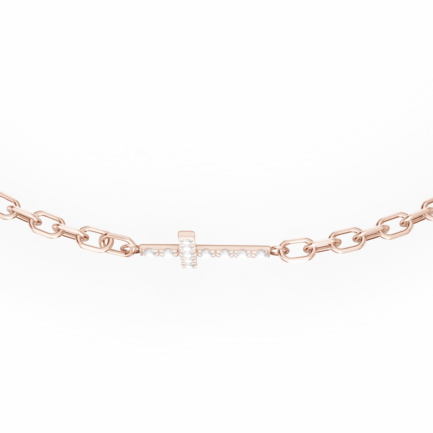 Bratara cu cruce din aur roz cu diamante de 0.05ct