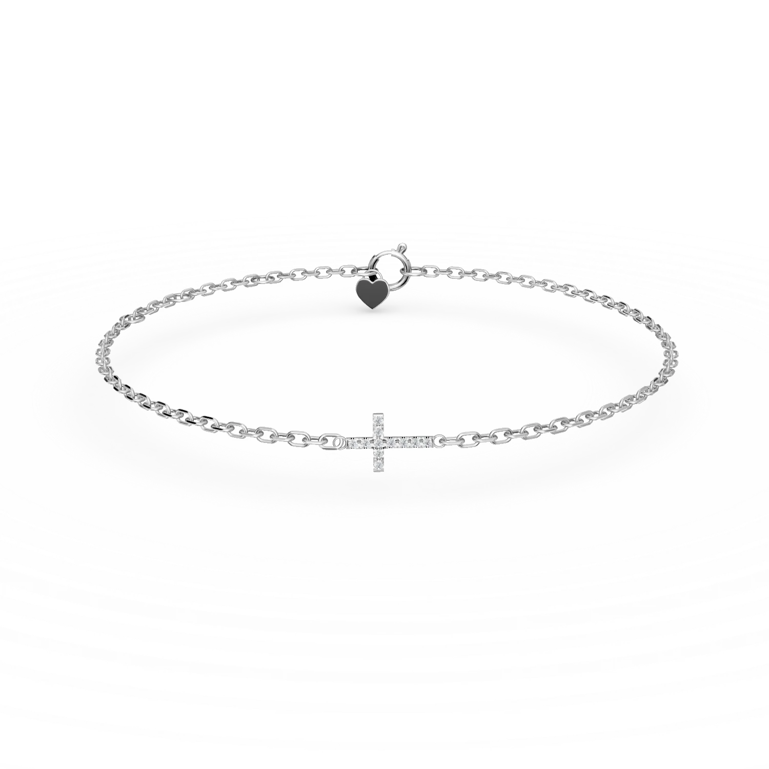 Bratara cu cruce din aur alb cu diamante de 0.05ct
