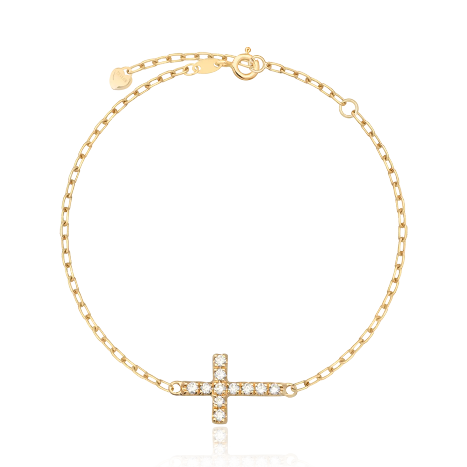 Yellow gold cross bracelet with 0.05ct diamonds