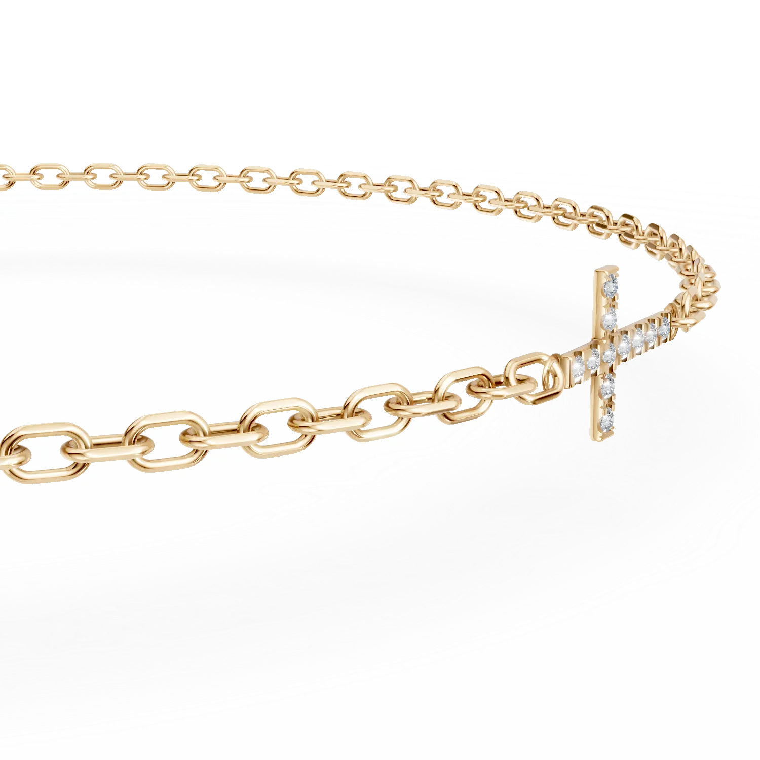 Bratara cu cruce din aur galben cu diamante de 0.06ct