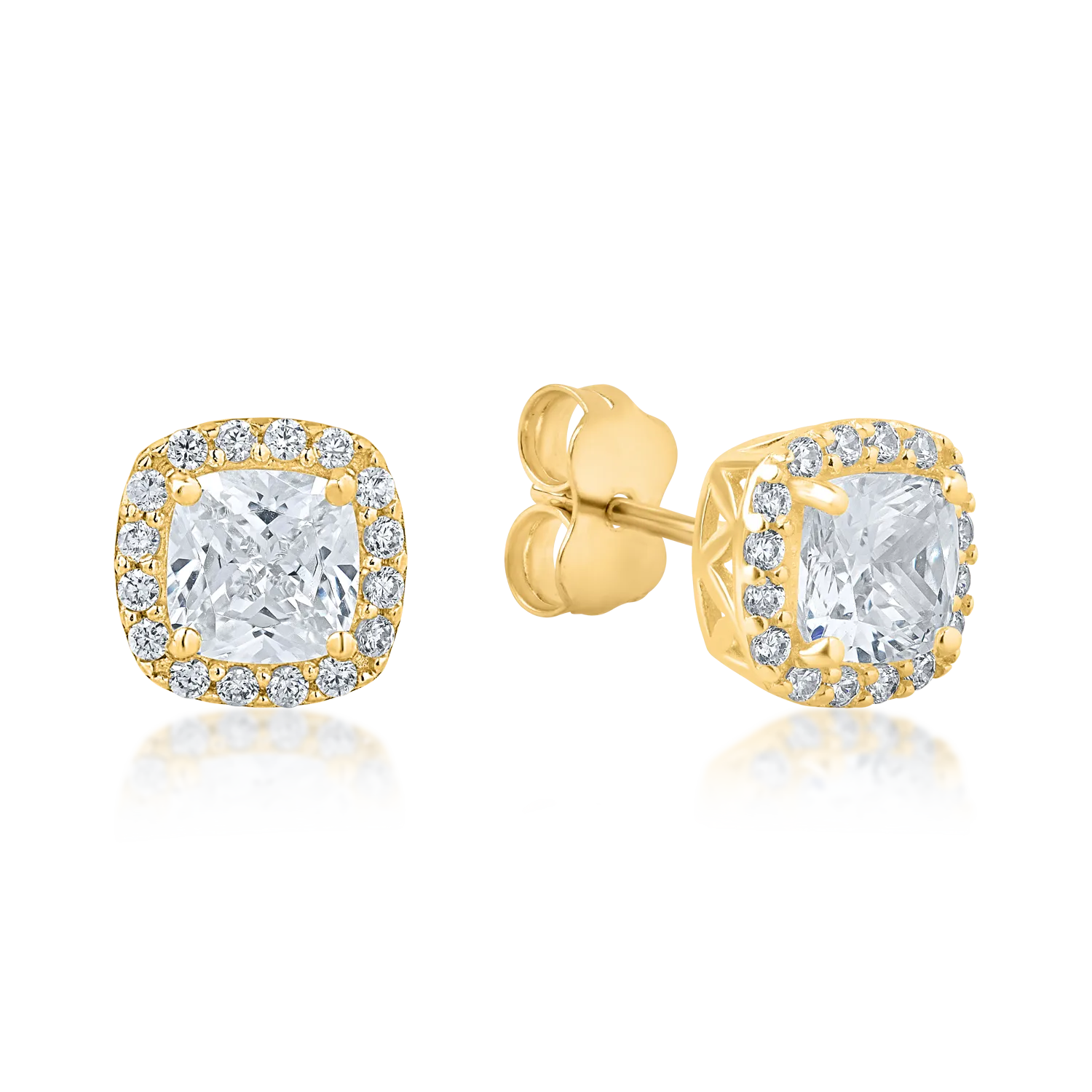 Yellow gold geometric earrings with zirconia