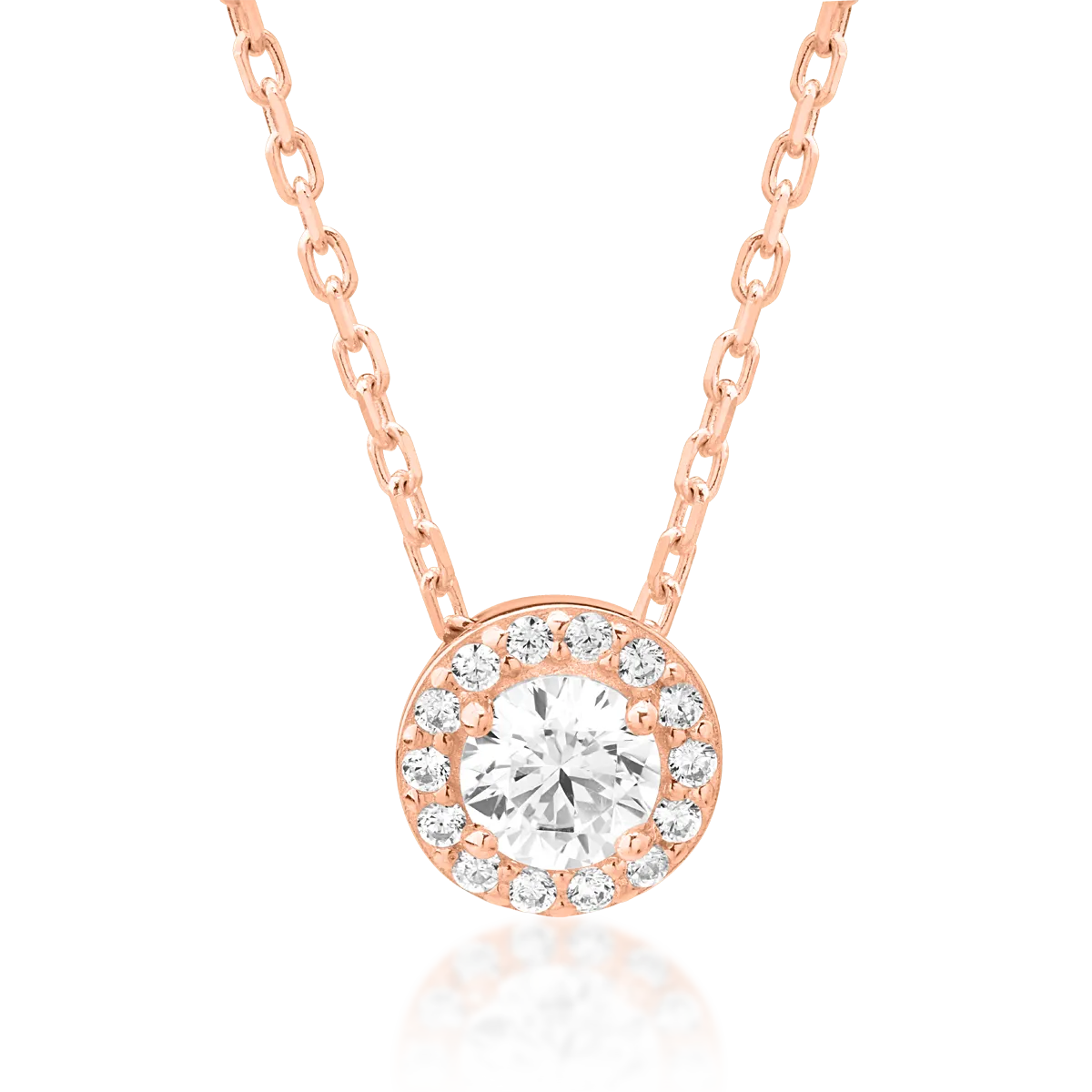 Rose gold round pendant necklace gold with zirconia