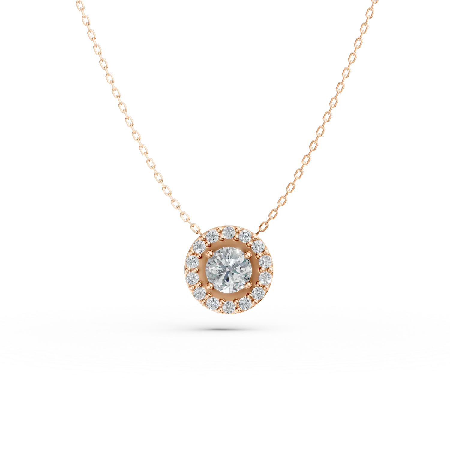 Rose gold round pendant necklace gold with zirconia-178906
