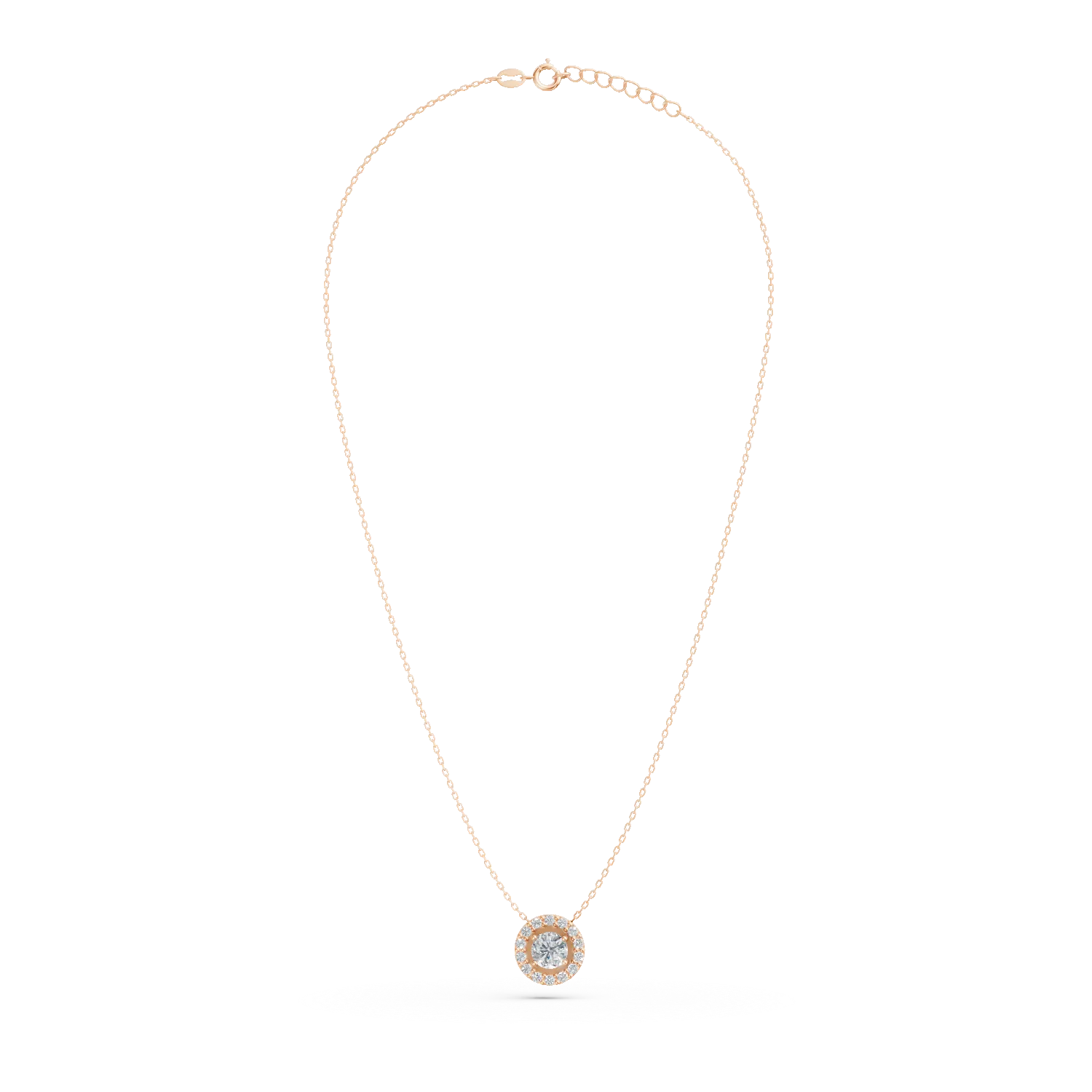 Rose gold round pendant necklace gold with zirconia