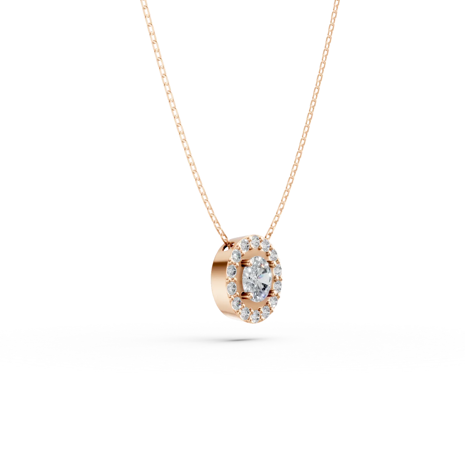 Rose gold round pendant necklace gold with zirconia