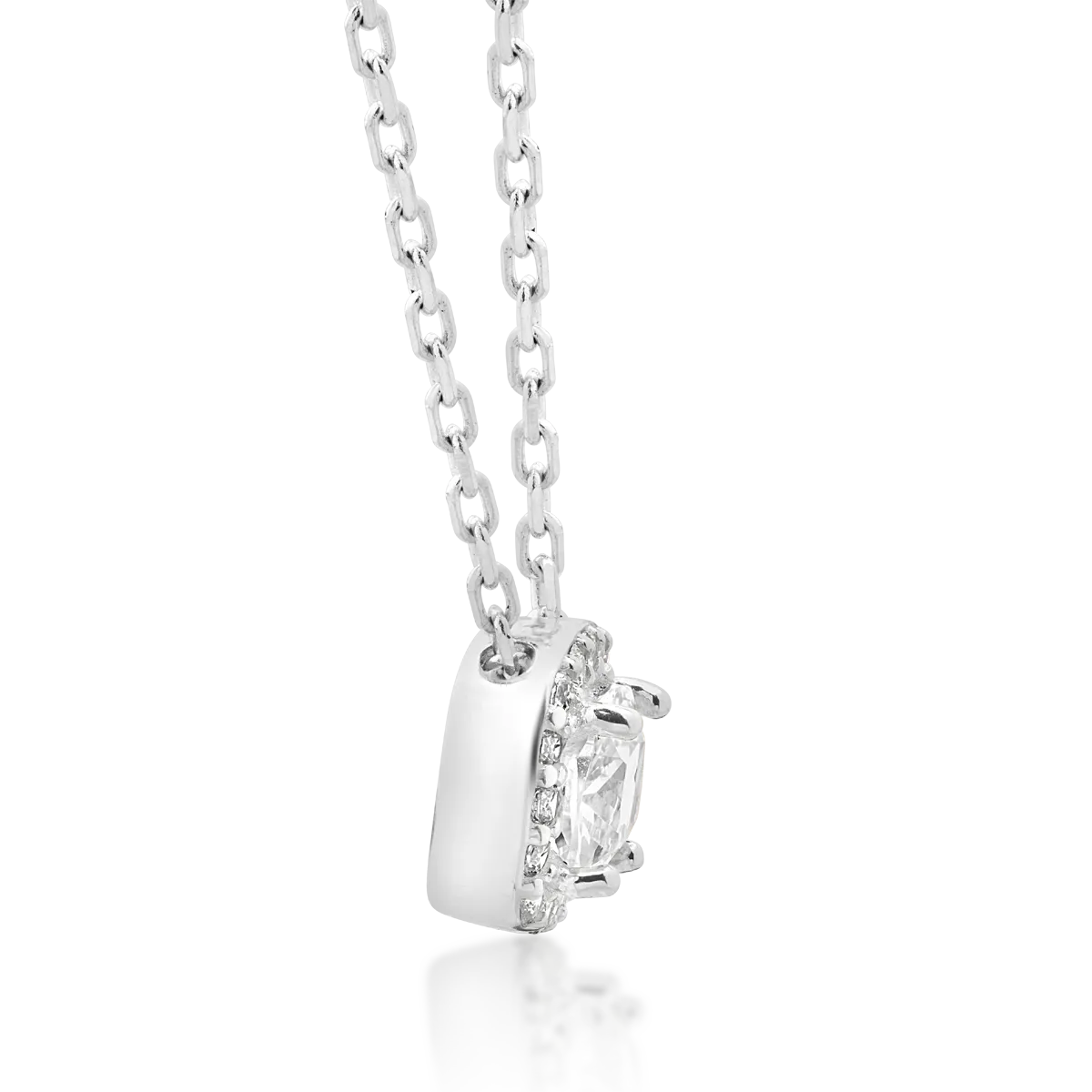 White gold geometric pendant necklace with zirconia