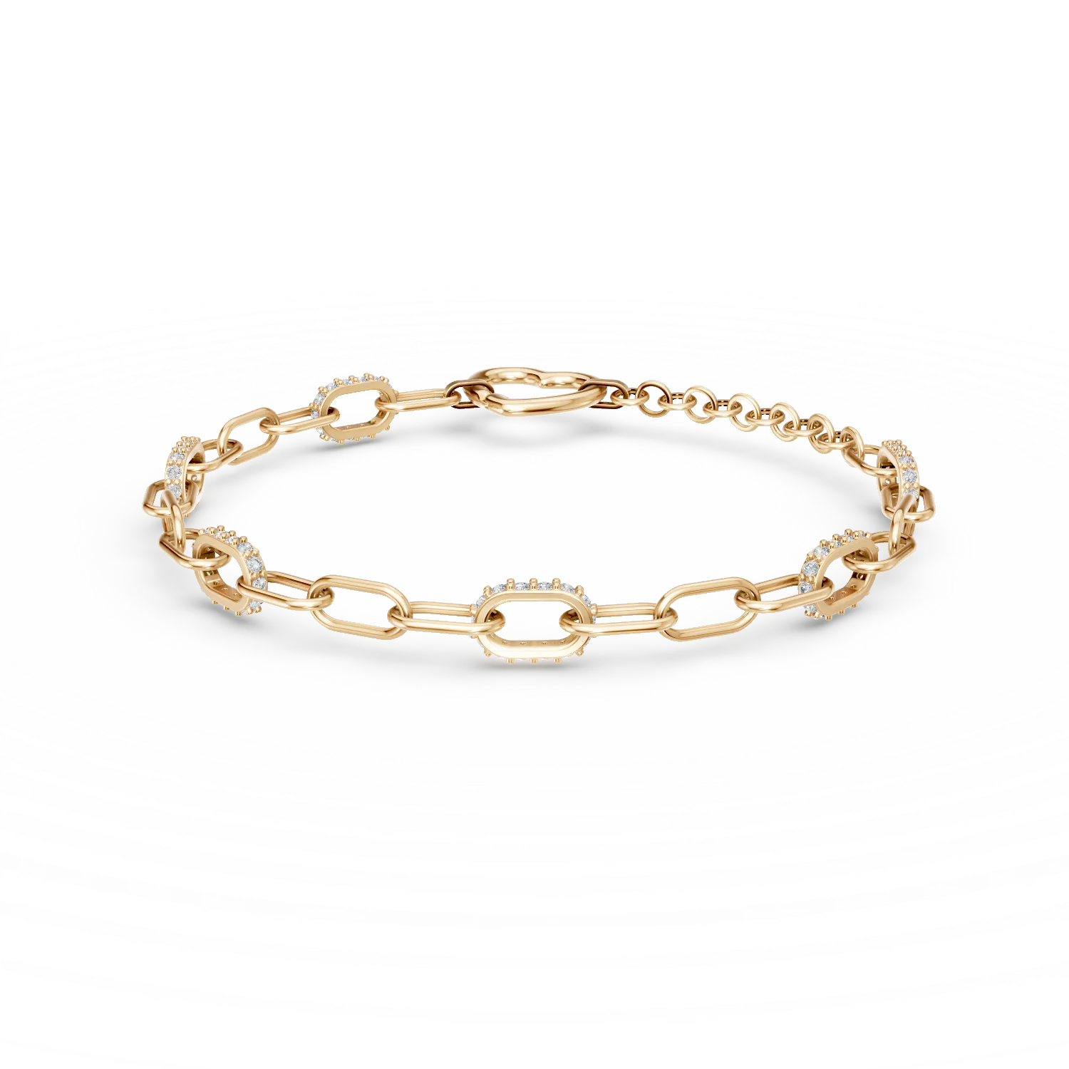 Yellow gold with links and heart pendant bracelet-193972