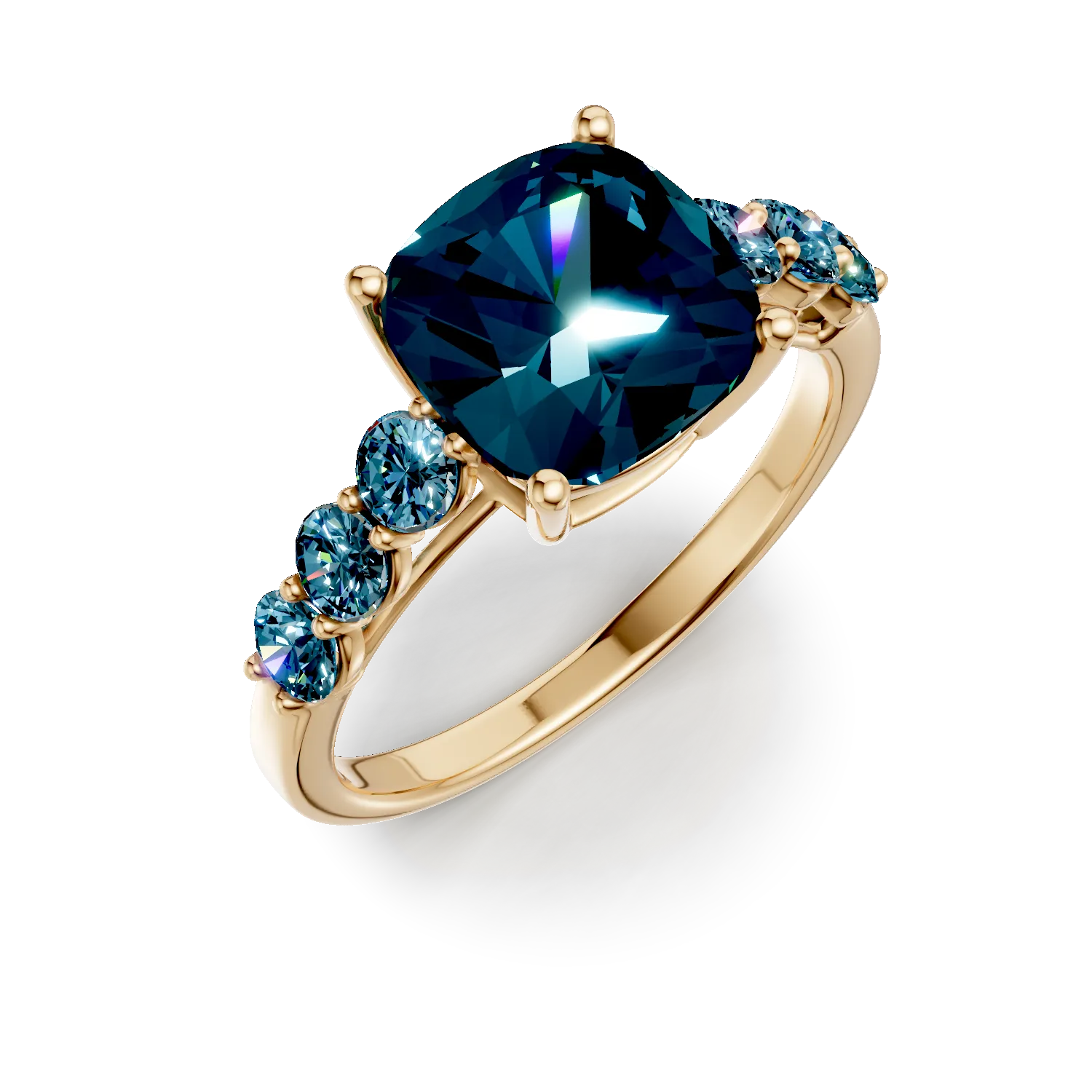 Yellow gold ring with 5ct london blue topazes-179140