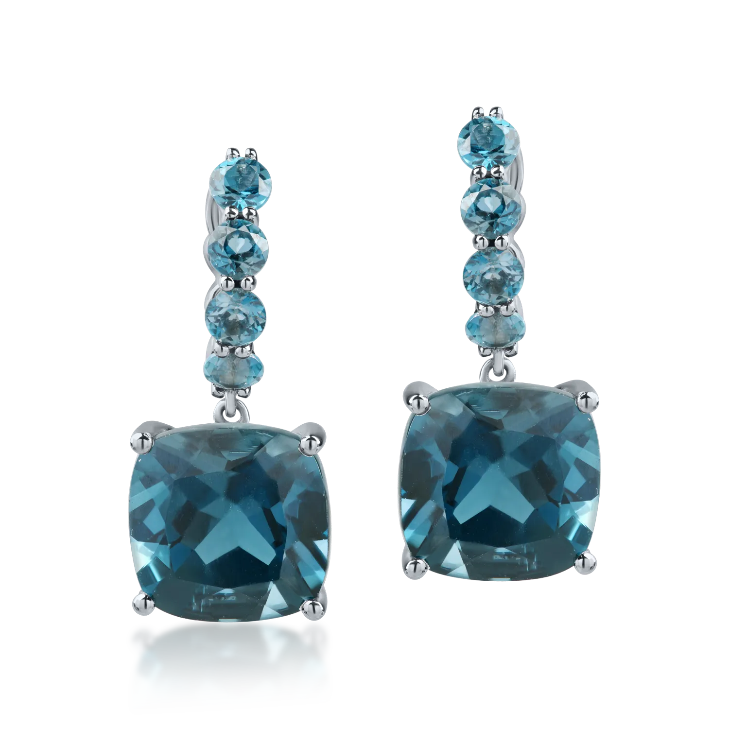 White gold earrings with 12.2ct london blue topazes