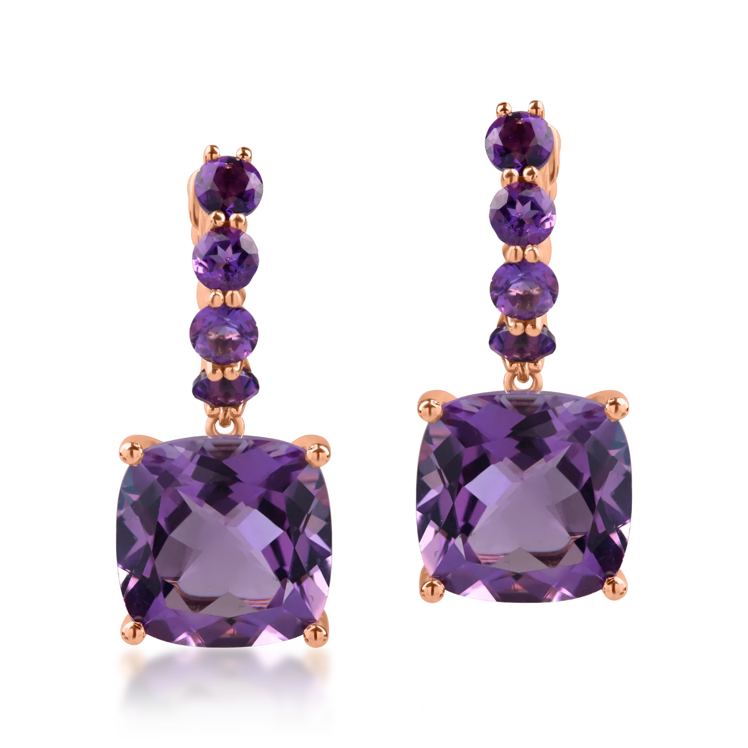 Rose gold earrings with 8.3ct amethysts
