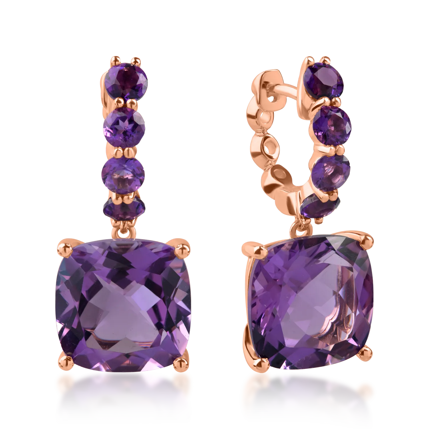 Rose gold earrings with 8.3ct amethysts