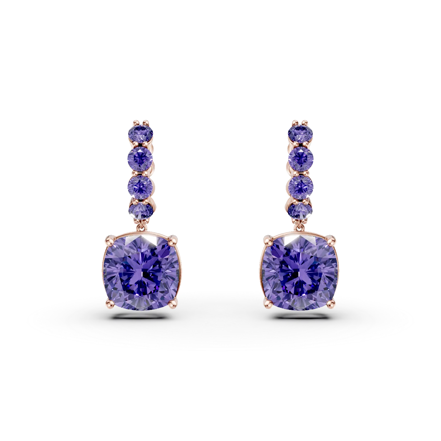 Teilor Cercei din aur roz cu ametiste cushion si rotunde de 8.3ct