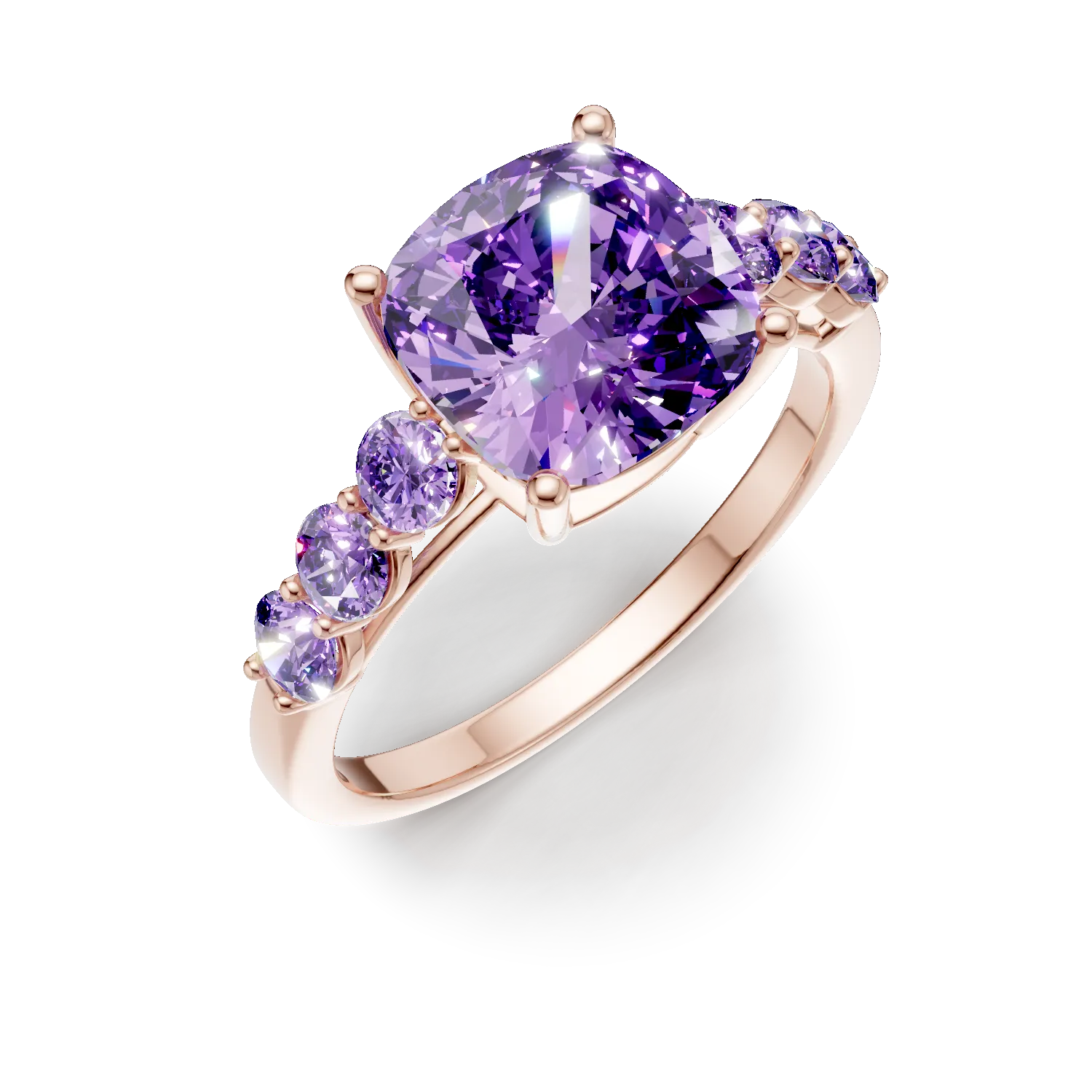 Rose gold ring with 3.3ct amethysts