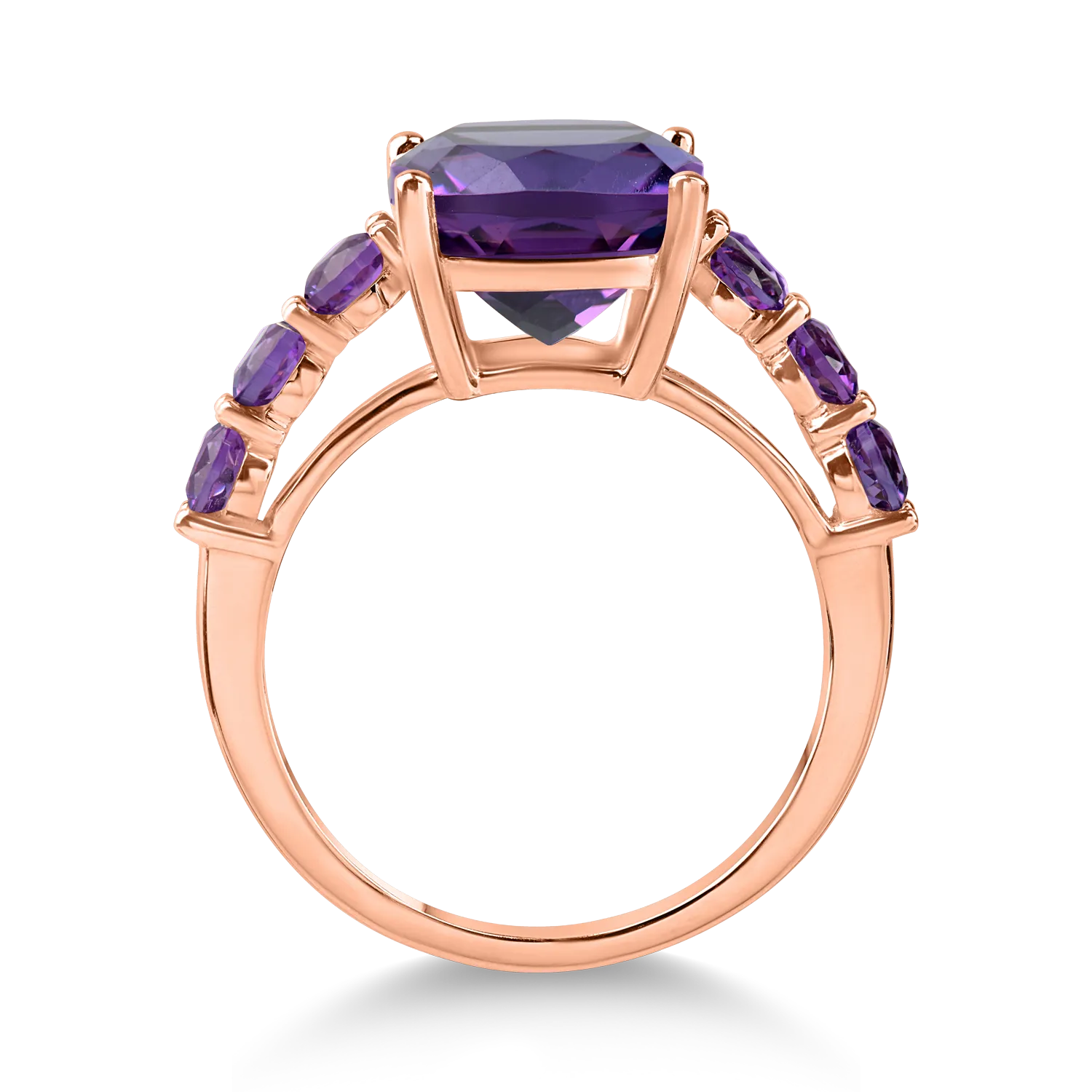 Rose gold ring with 3.4ct amethysts