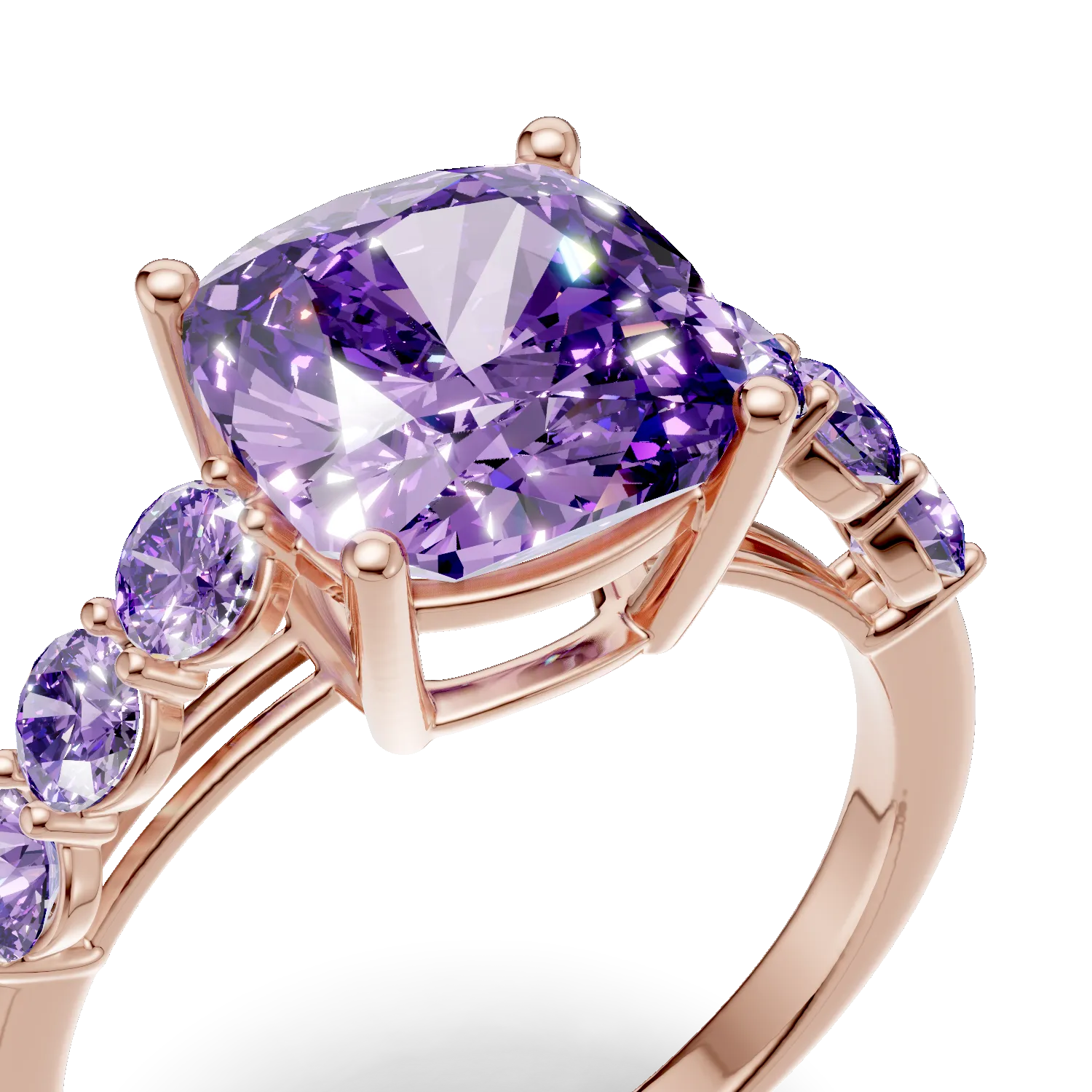 Rose gold ring with 3.3ct amethysts