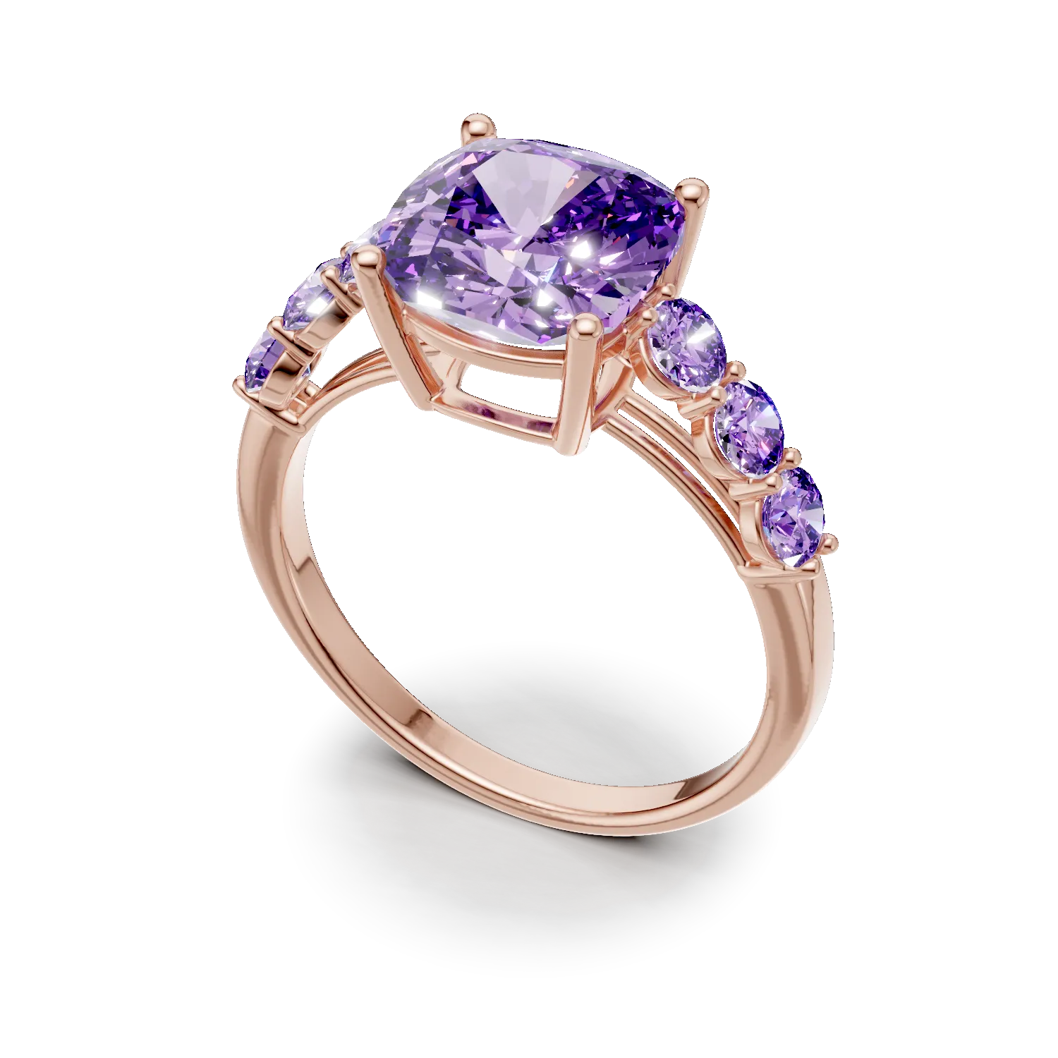 Inel din aur roz cu ametiste de 3.3ct