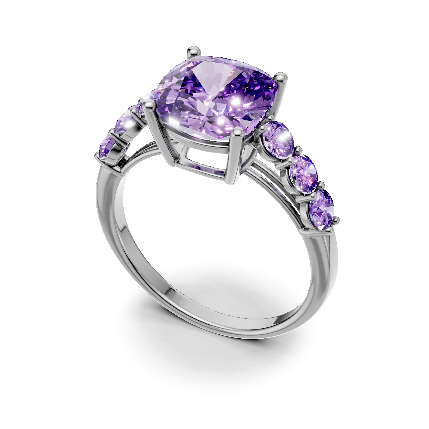 Pierścionek z białego złota z 3.3ct ametystami-179173