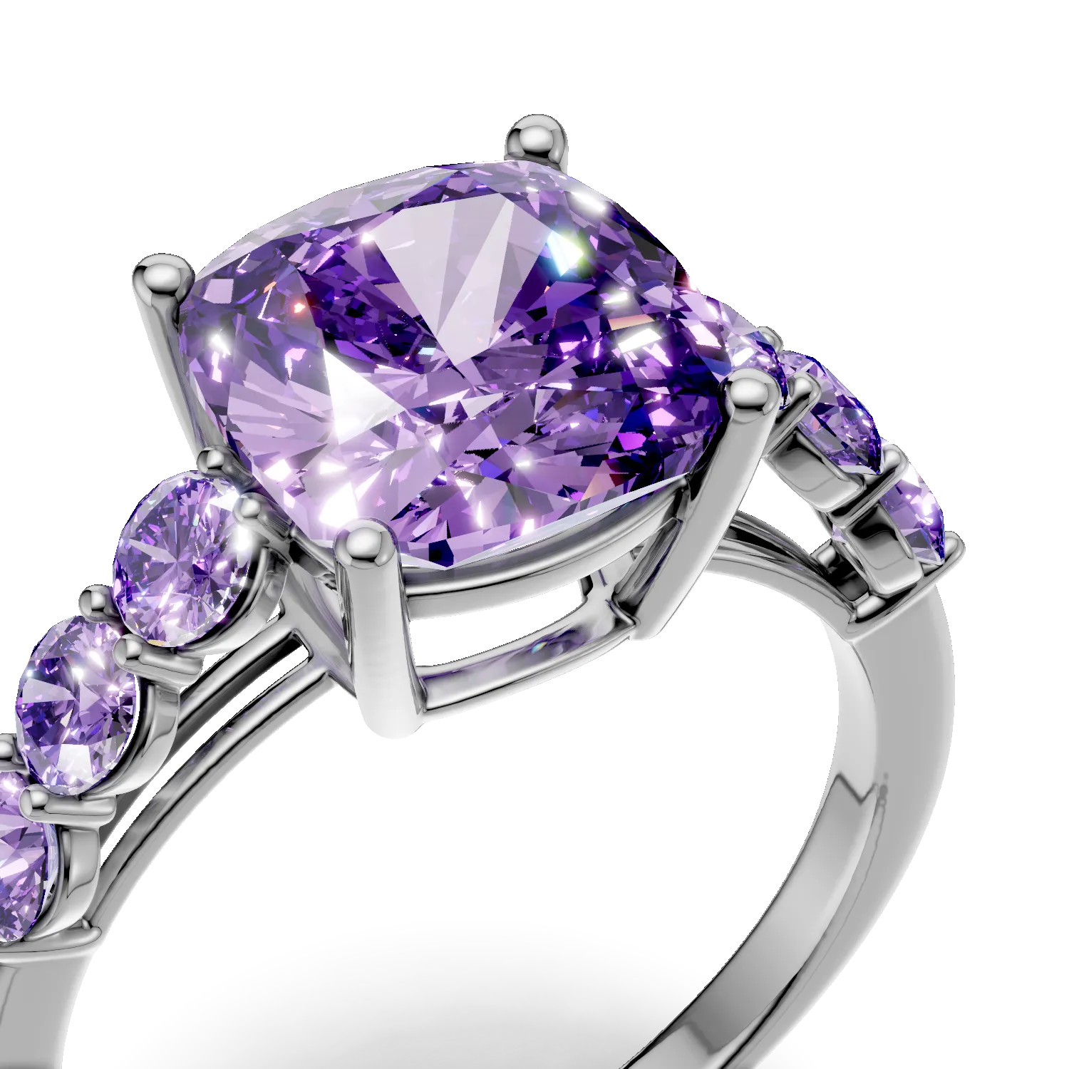 Pierścionek z białego złota z 3.3ct ametystami