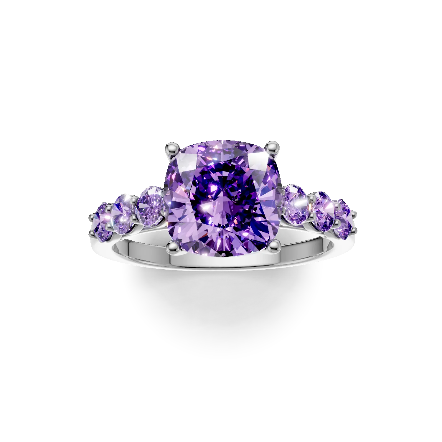 Pierścionek z białego złota z 3.3ct ametystami