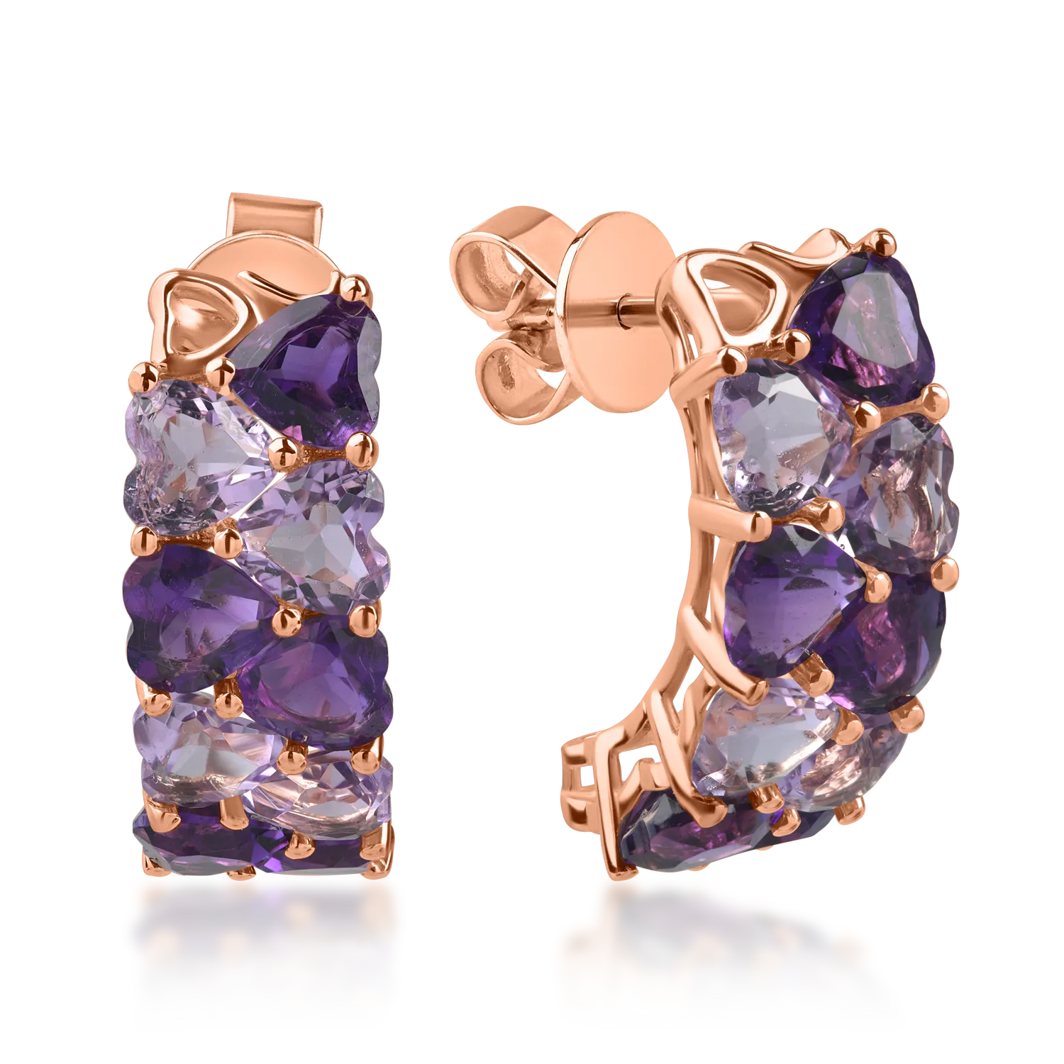 Rose gold earrings with 4.06ct amethysts