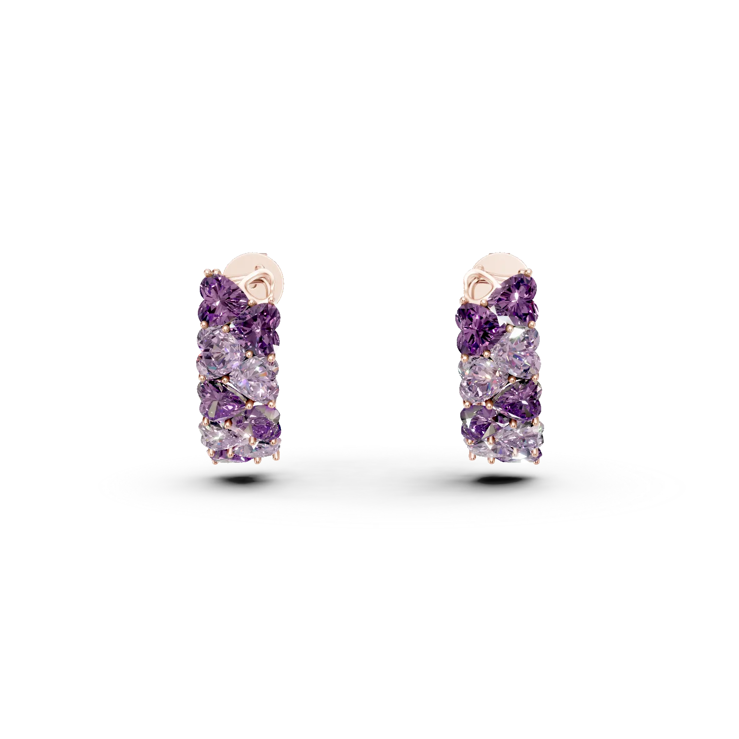 Rózsarany fülbevaló 4.06ct ametiszttel