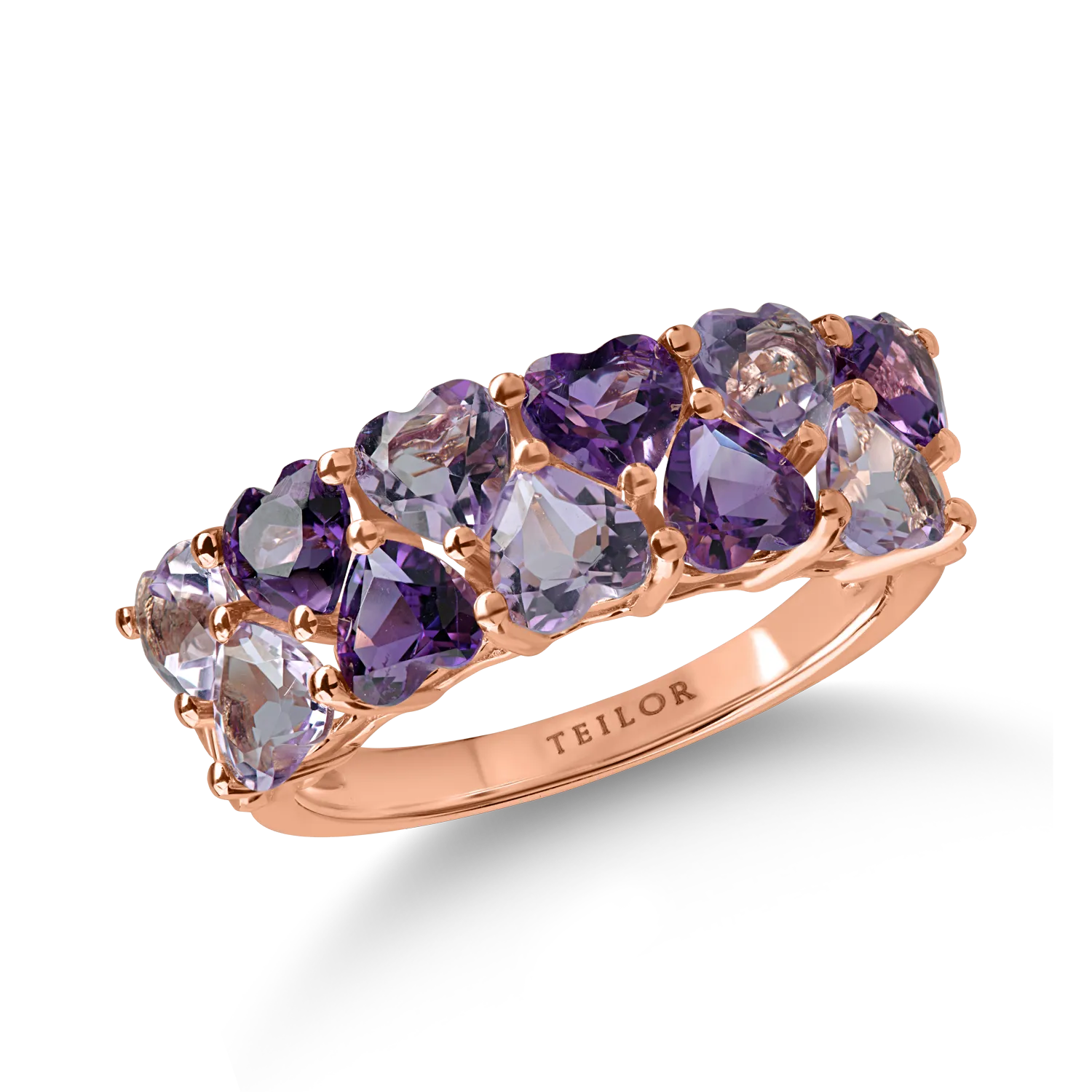 Rose gold ring with 2.2ct amethysts