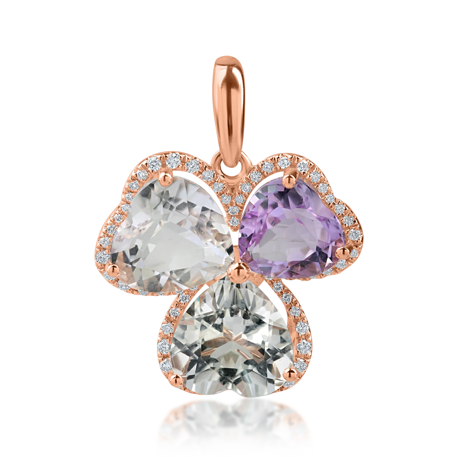 Rose gold pendant with 6.2ct amethysts and 0.2ct diamonds