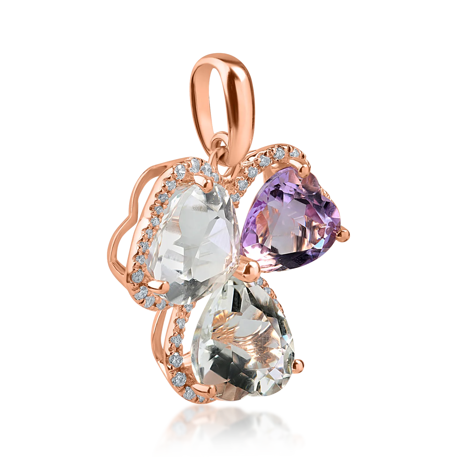 Rose gold pendant with 6.2ct amethysts and 0.2ct diamonds