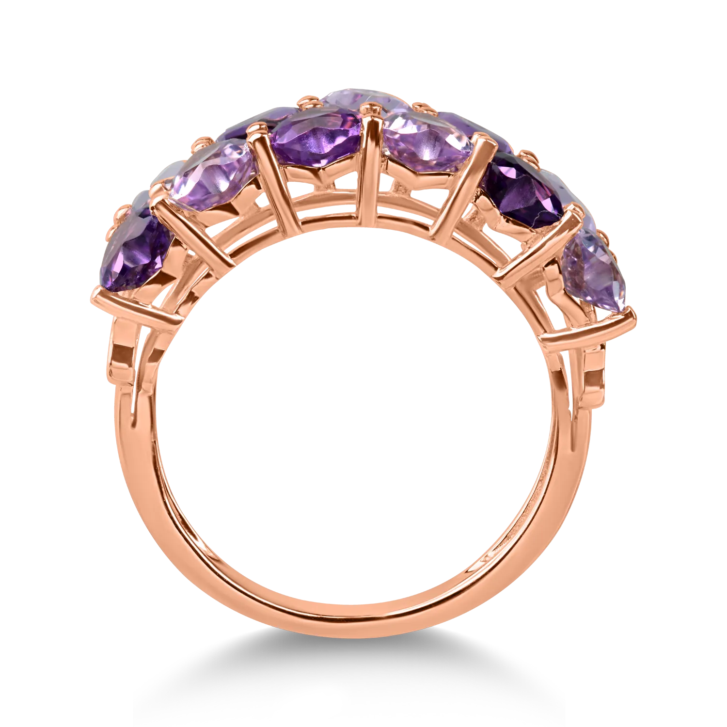 Rose gold geometric ring with 2.7ct amethysts