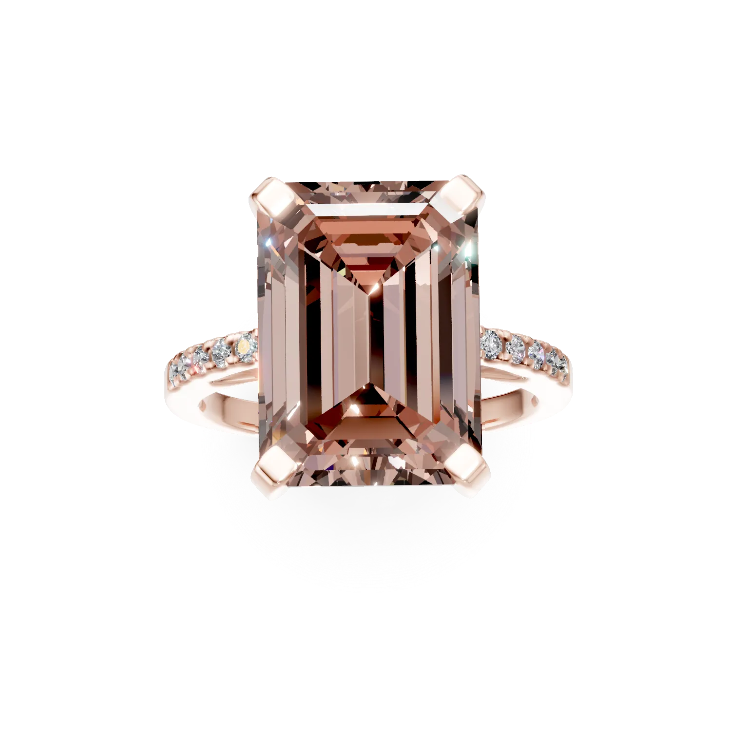 Pierścionek z różowego złota z 7.3ct morganitem i 0.2ct diamentami