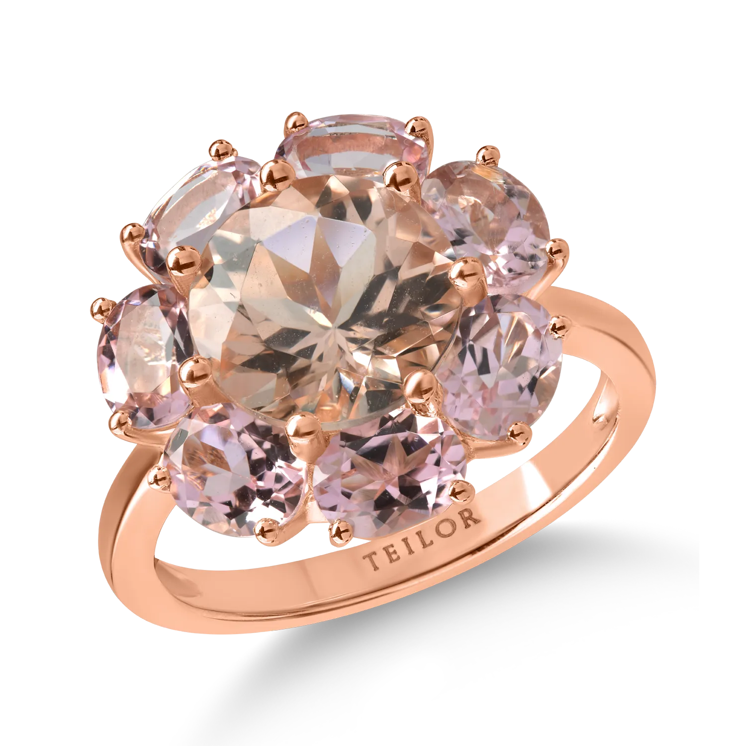 Rose gold ring with 2.3ct morganite and 2.4ct pink tourmalines