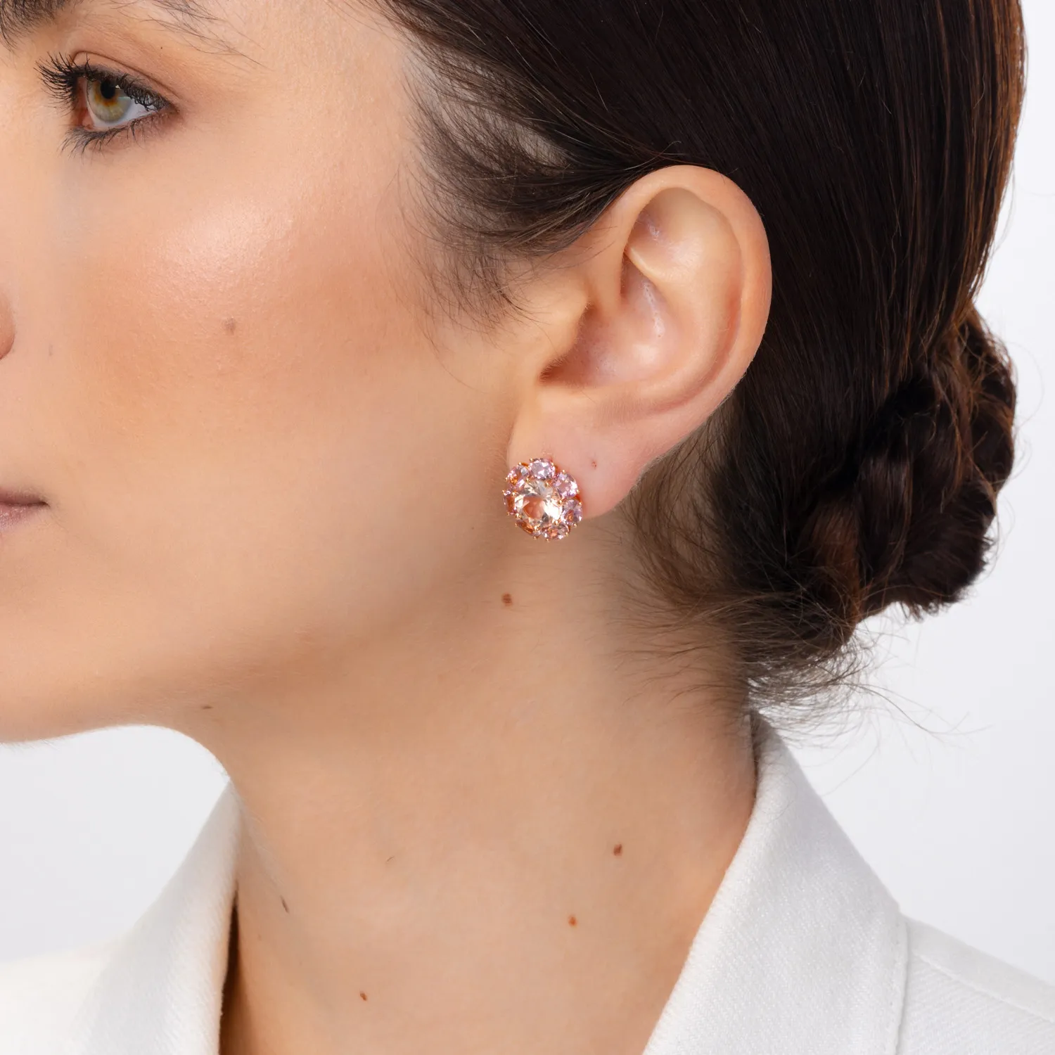 Kolczyki z różowego złota z morganitami o masie 4.9ct i różowymi turmalinami o masie 4.9ct
