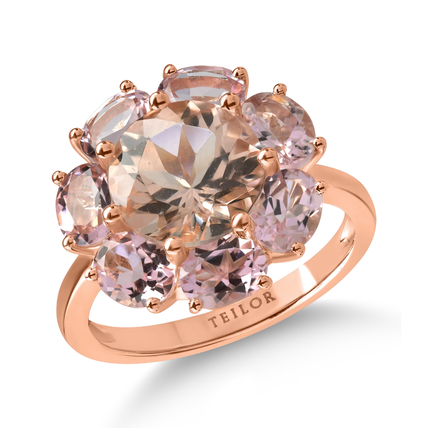 Rose gold ring with 2.2ct morganite and 2.4ct pink tourmalines