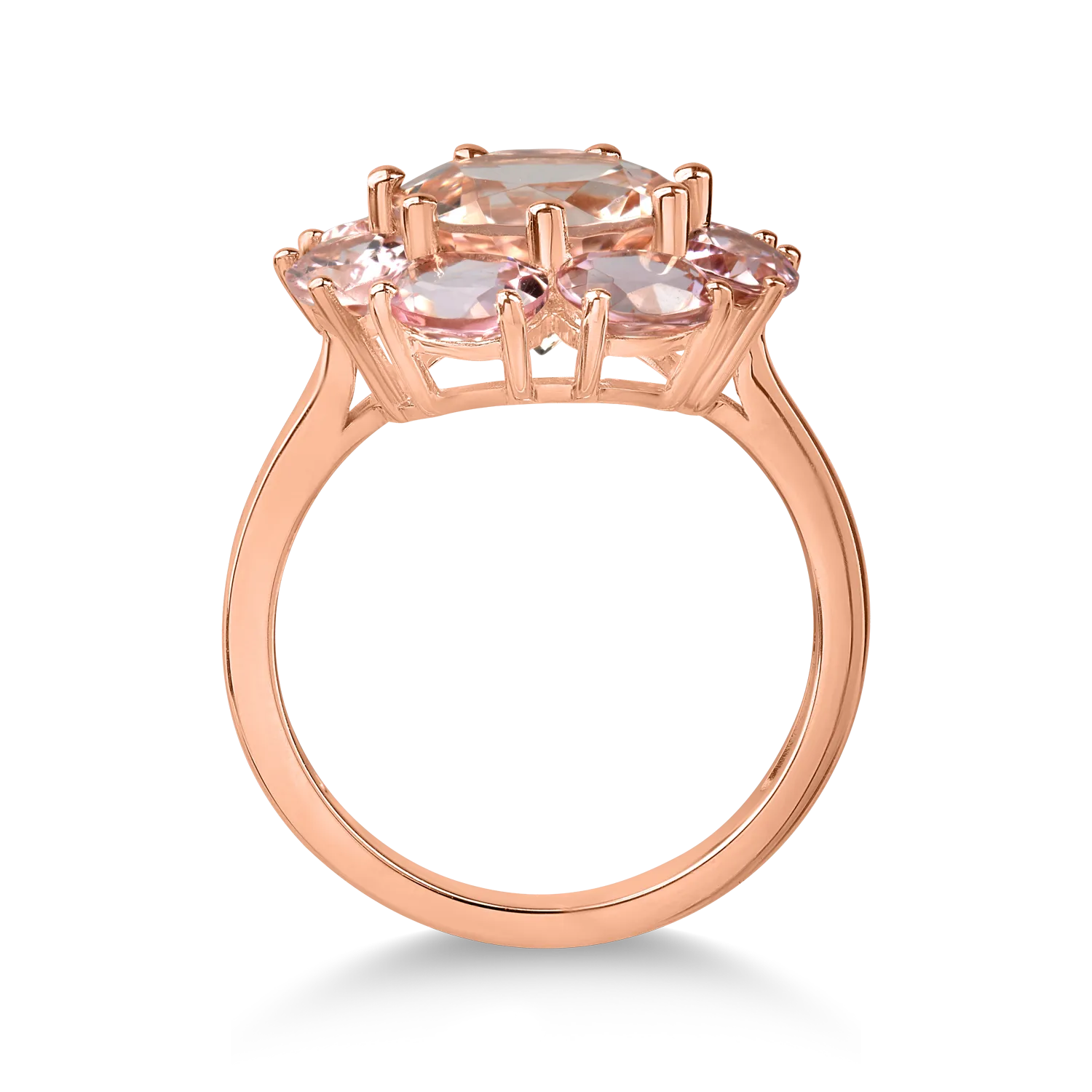 Pierścionek z różowego złota z 2.2ct morganitem i 2.4ct różowym turmalinem