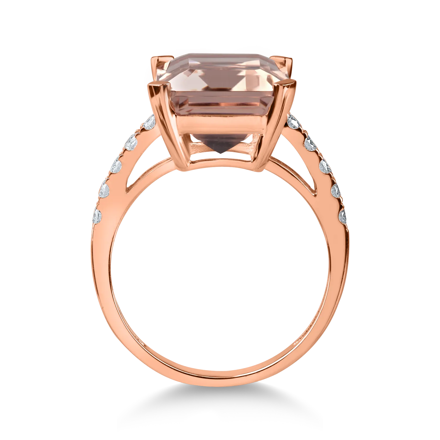 Inel din aur roz cu morganit de 7.07ct si diamante de 0.2ct