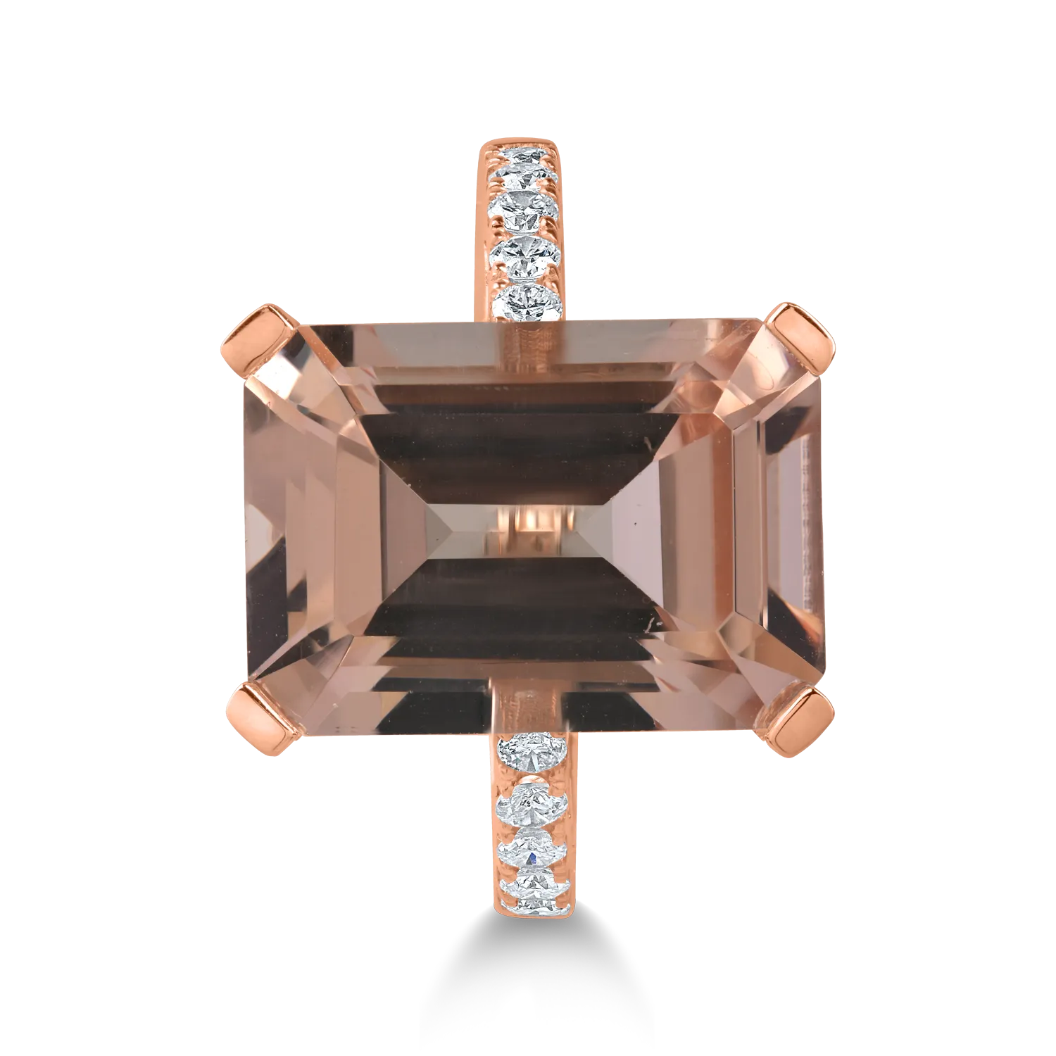 Inel din aur roz cu morganit de 7.07ct si diamante de 0.2ct