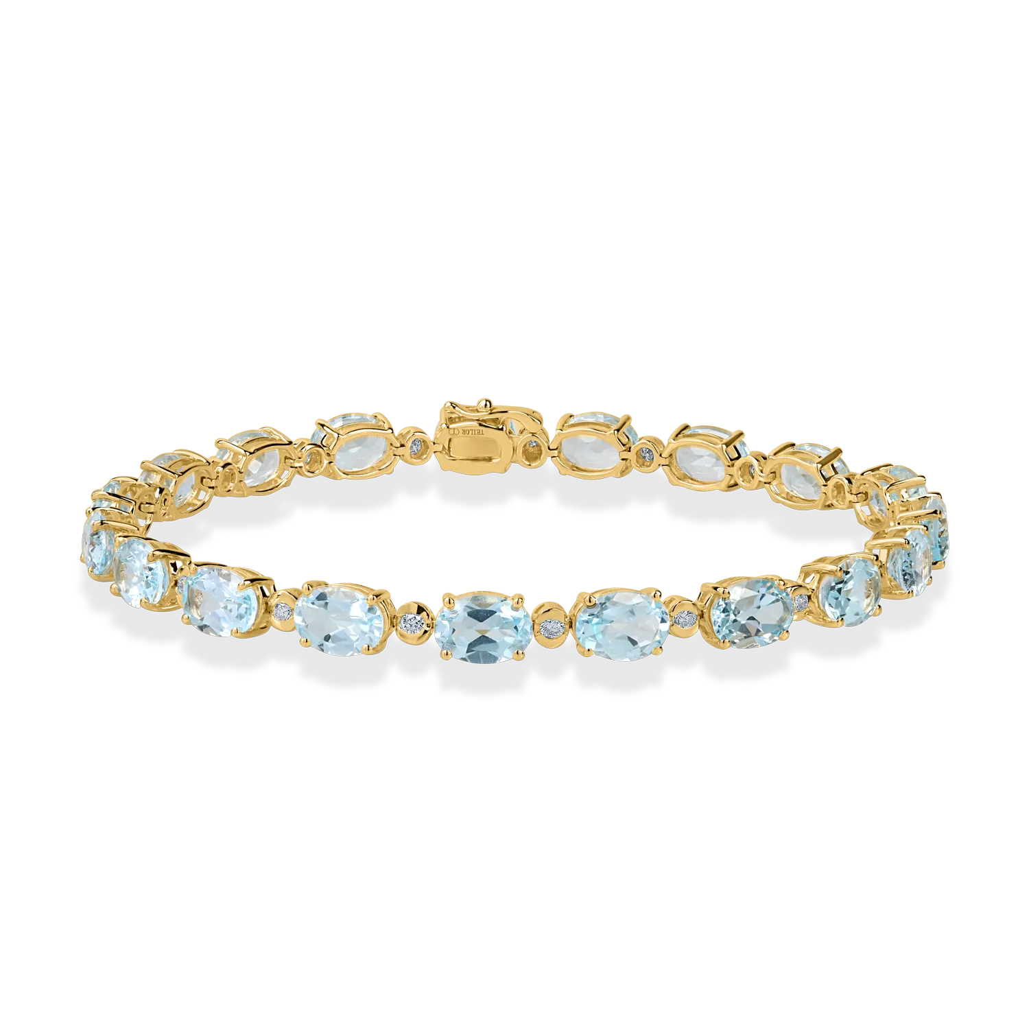 Bratara tennis din aur galben cu topaze ovale de 16.7ct si diamante de 0.4ct