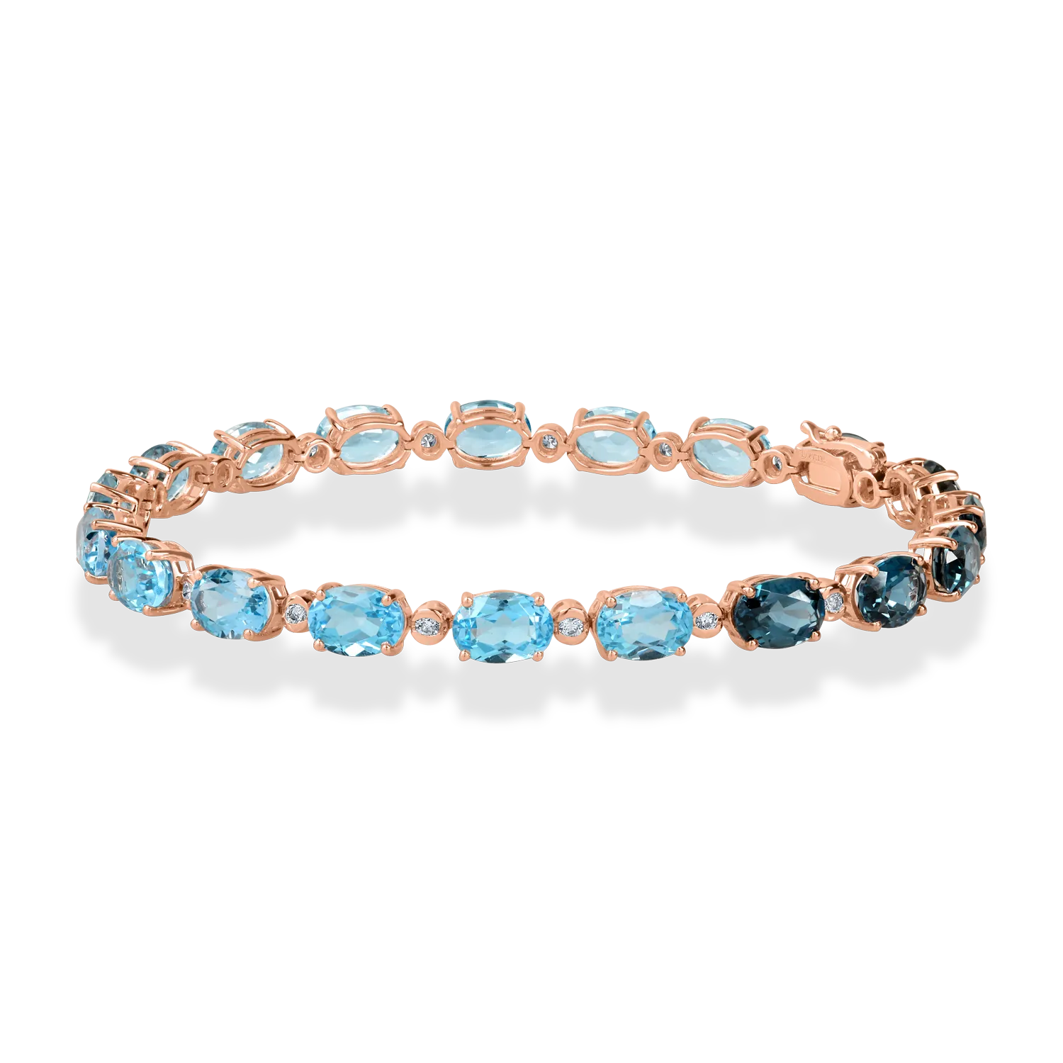 Rose gold tennis bracelet with 16.2ct topazes and 0.3ct diamonds