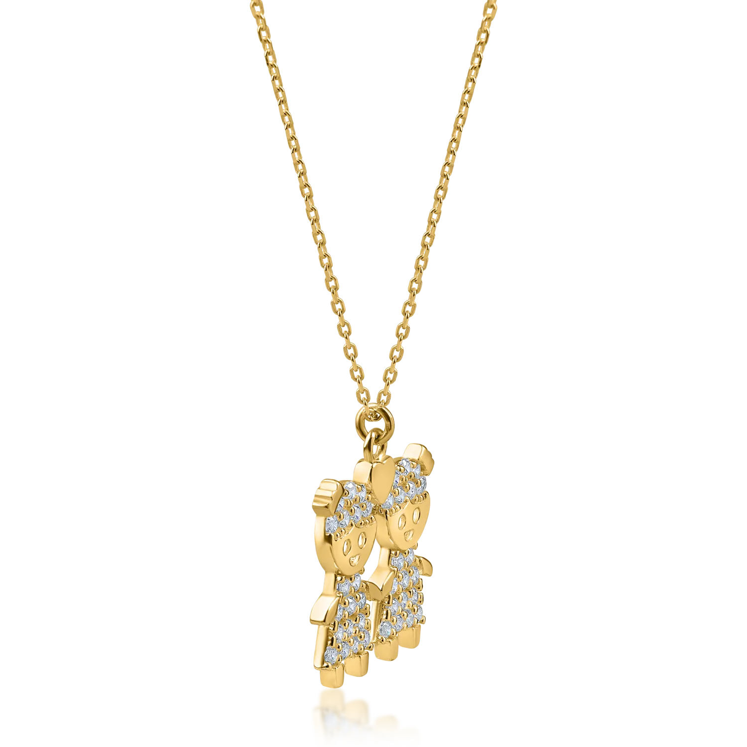 Yellow gold children pendant necklace with zirconia