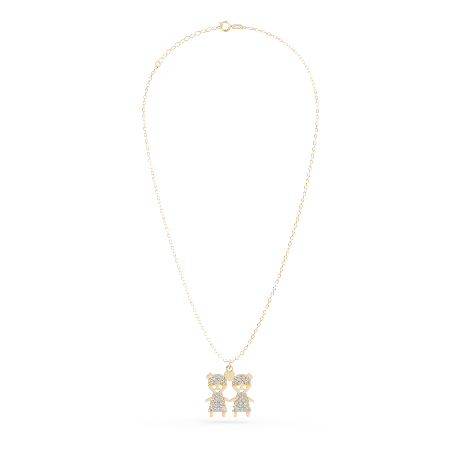 Lant cu pandantiv copii din aur galben cu zirconii