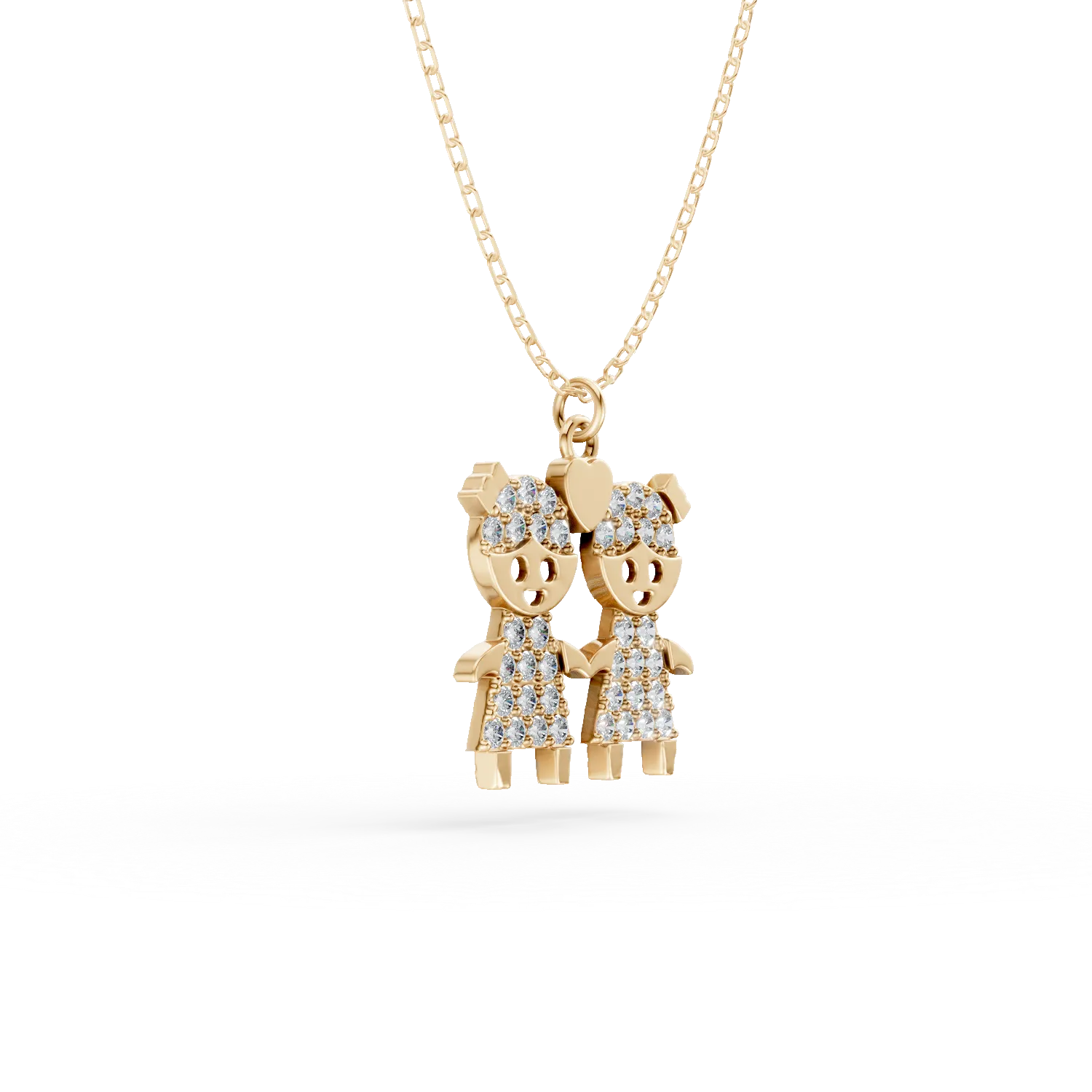 Lant cu pandantiv copii din aur galben cu zirconii