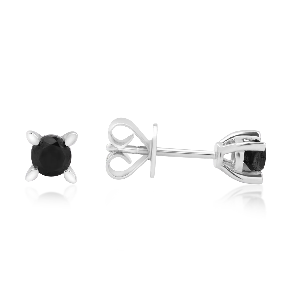 Cercei stud din aur alb cu diamante negre de 0.4ct - imagine 3