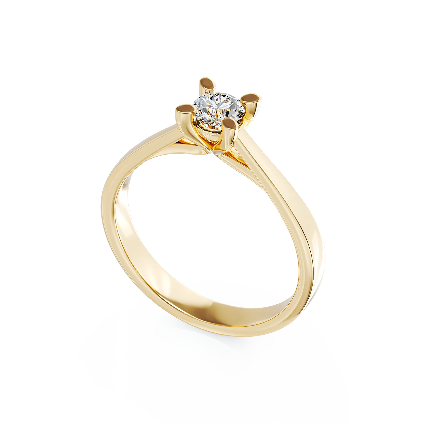 Yellow gold engagement ring with 0.2ct solitaire diamond